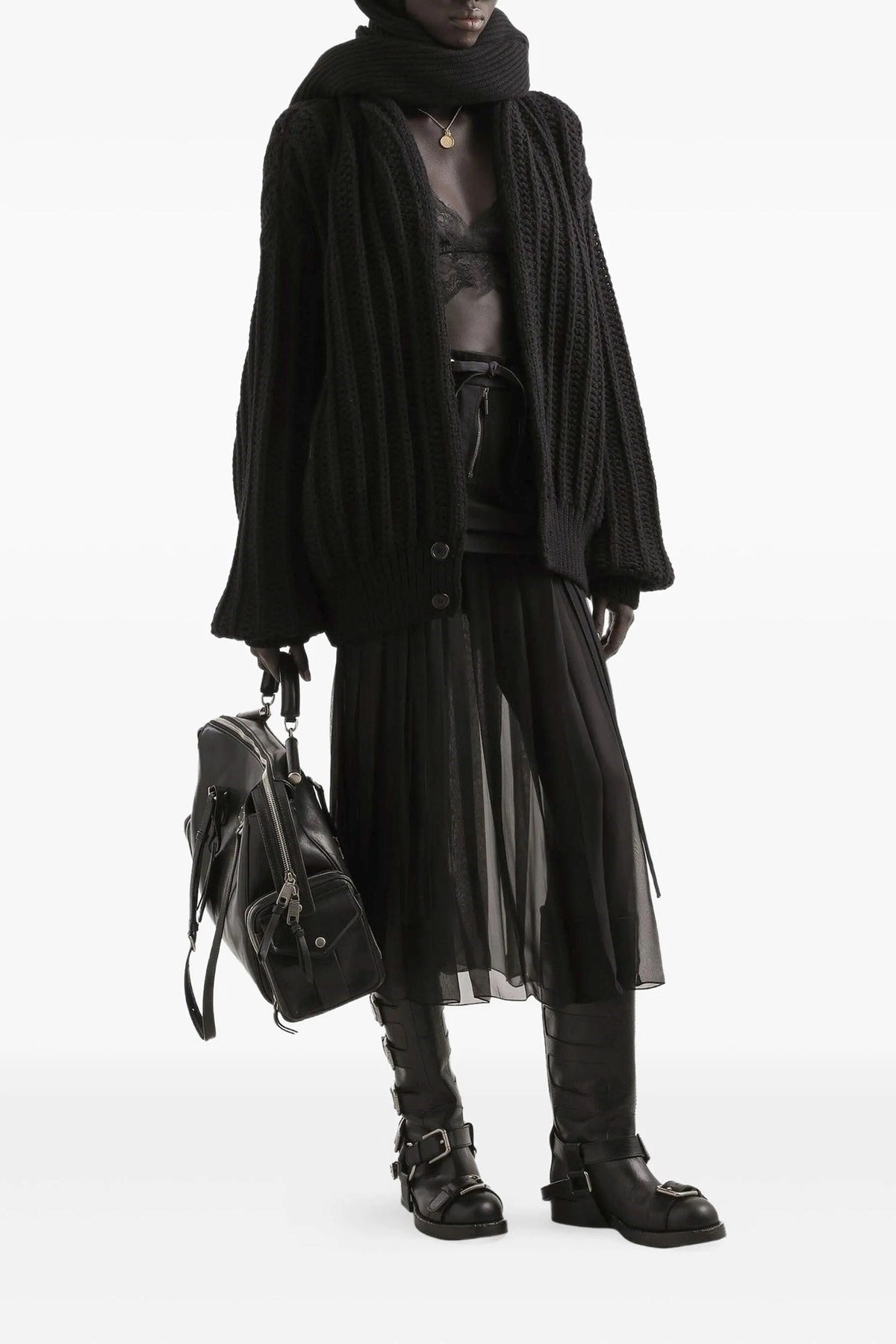 Dolce & Gabbana Twill And Chiffon Midi Skirt - alternate view