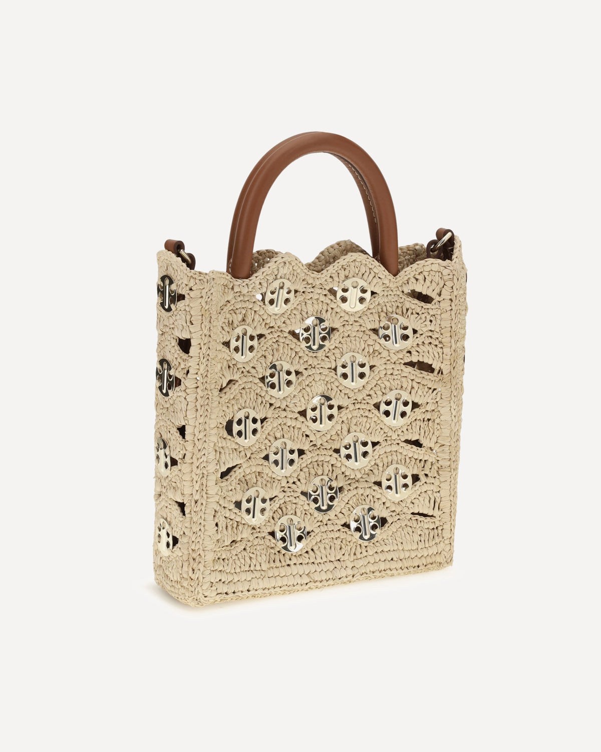 Rabanne 1969 Disc Raffia Top-Handle Bag - alternate view
