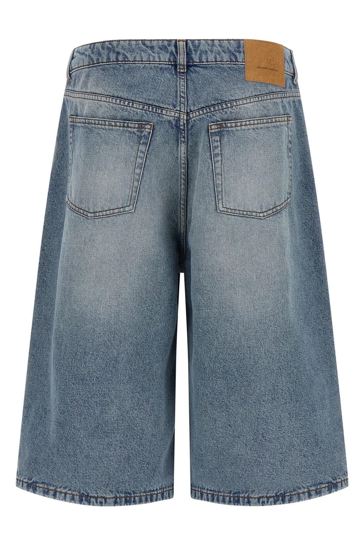 Ami Paris Stone-Washed Denim Bermuda Shorts - alternate view