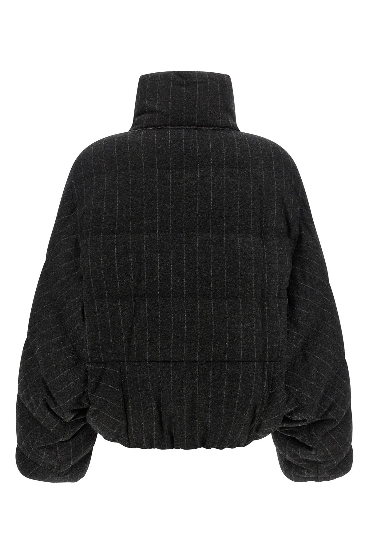 Brunello Cucinelli Micro Sequin Pinstriped Crop Down Jacket