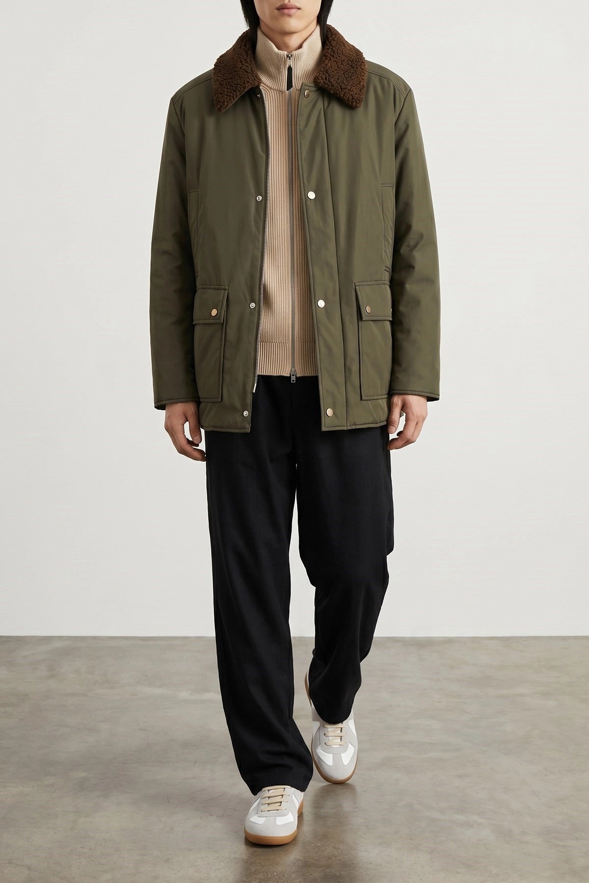 Maison Margiela Olive Green Shearling Collar Parka - alternate view