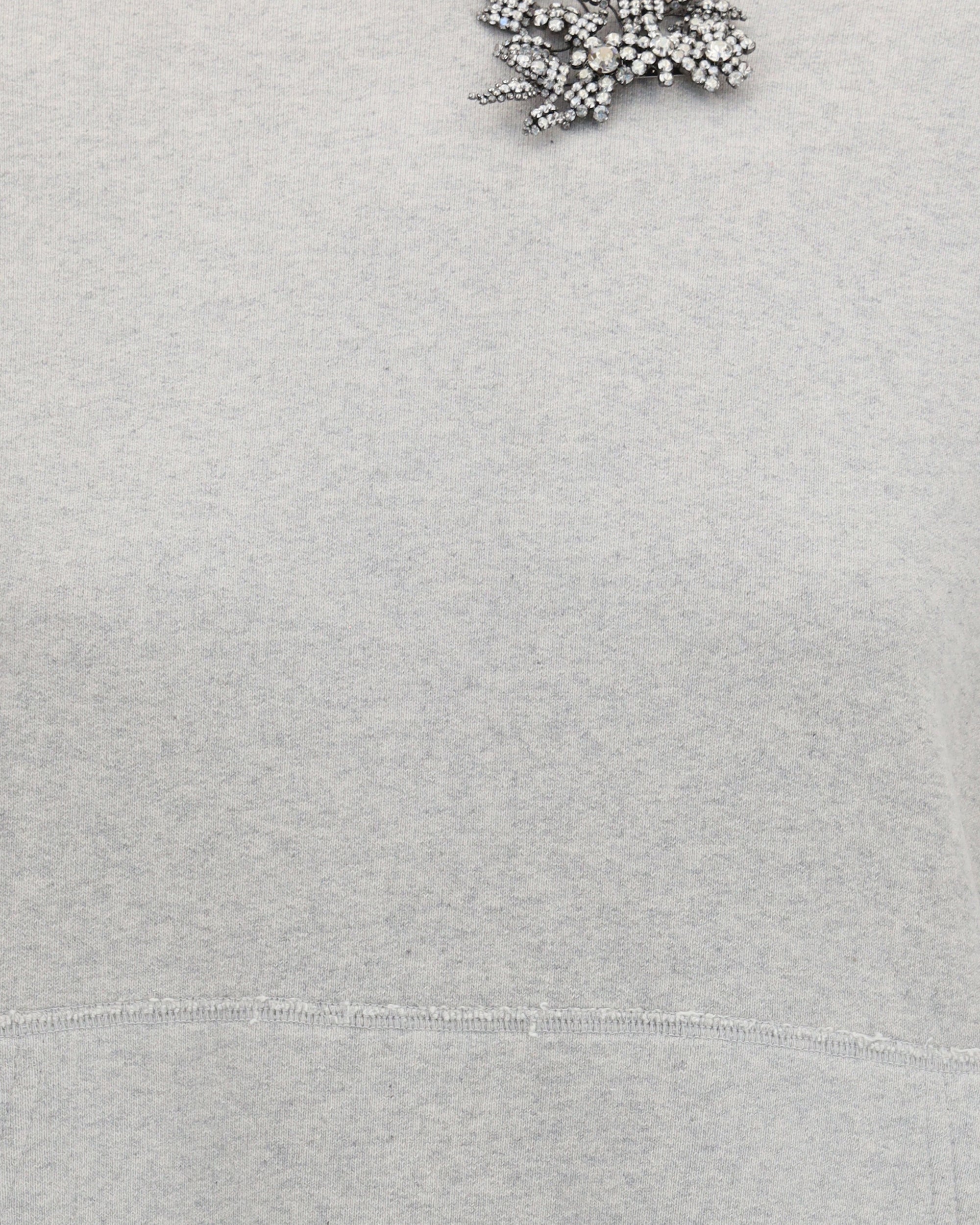 Prada Cotton Fleece Hoodie With Jewel Brooch