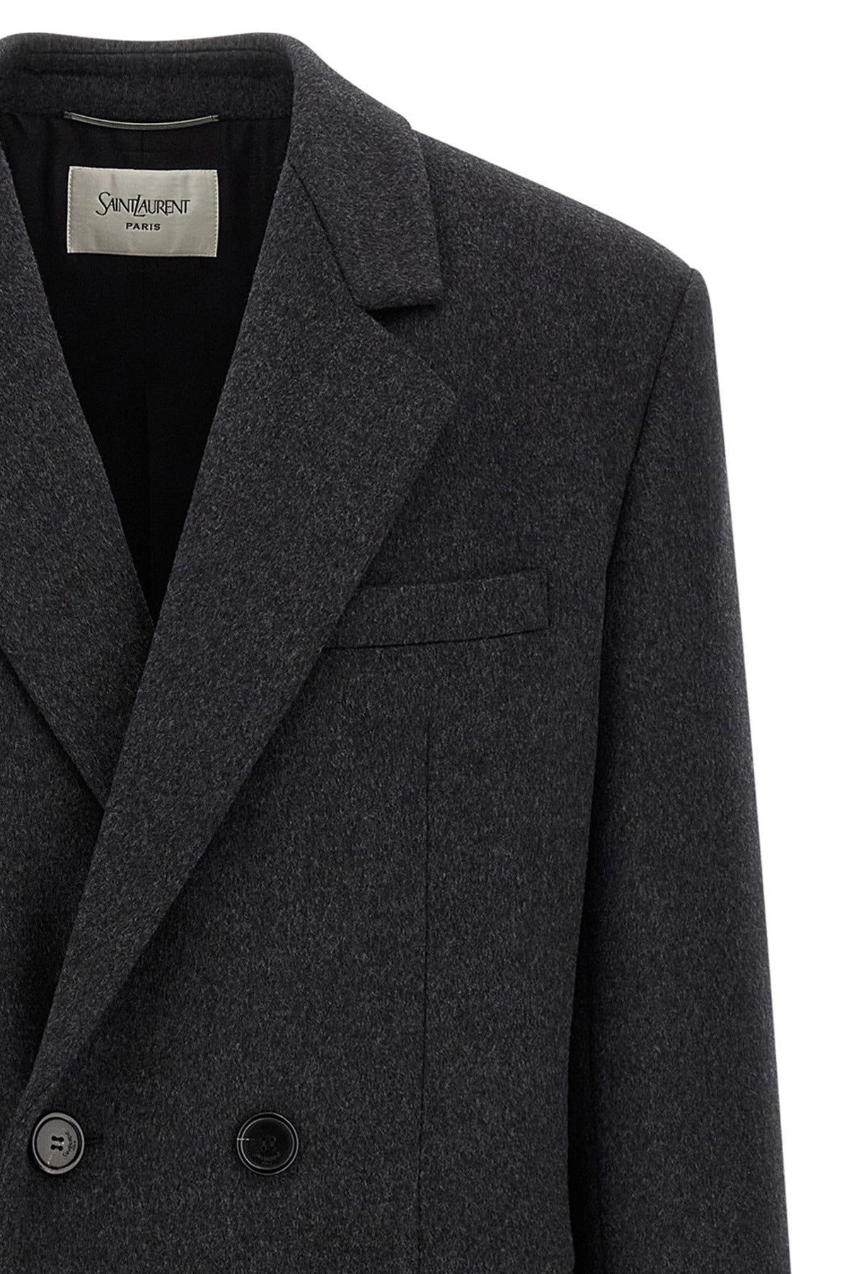 Saint Laurent Double-Face Combed Wool Coat | Sendegaro