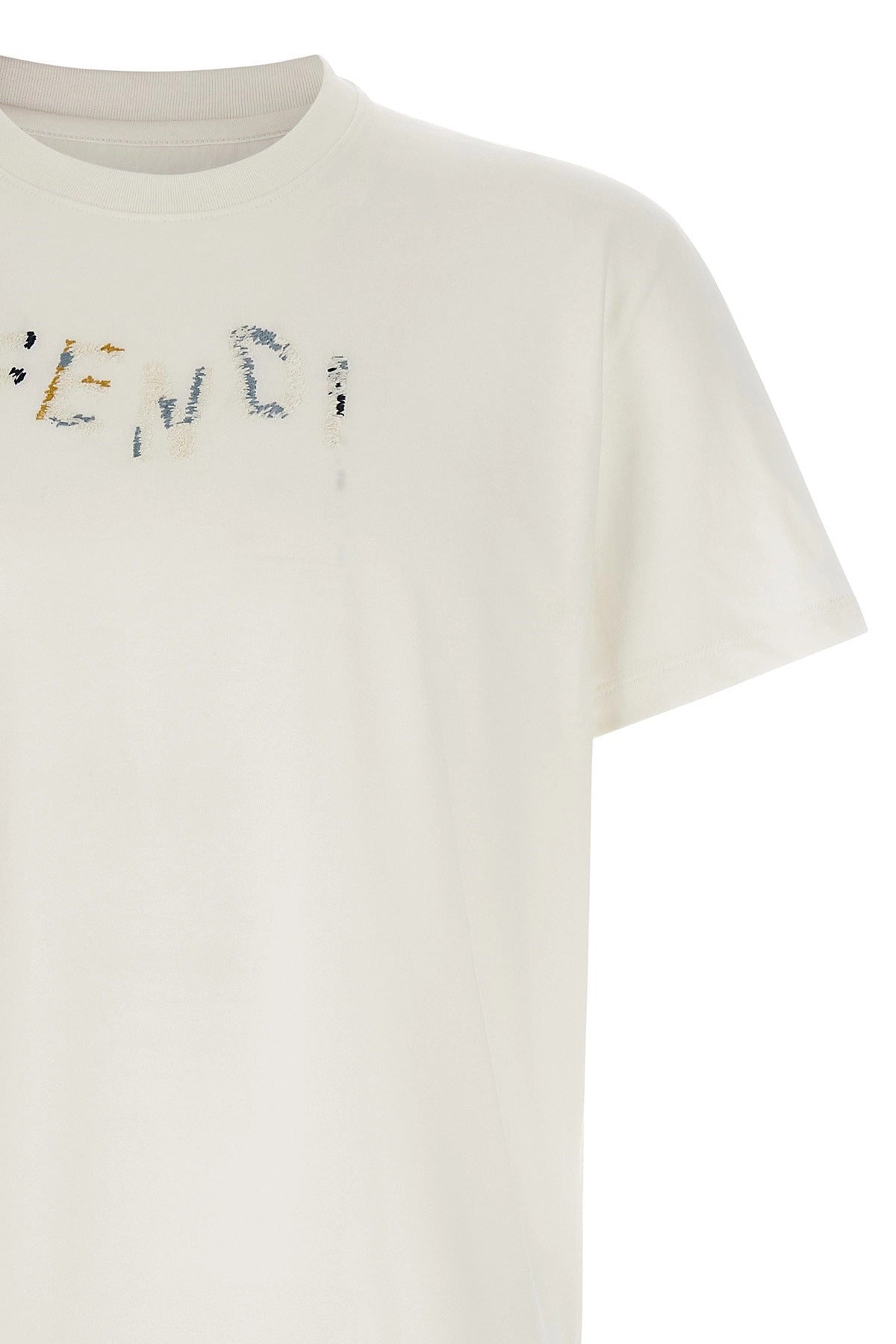 Fendi Embroidered Logo Cotton T-Shirt