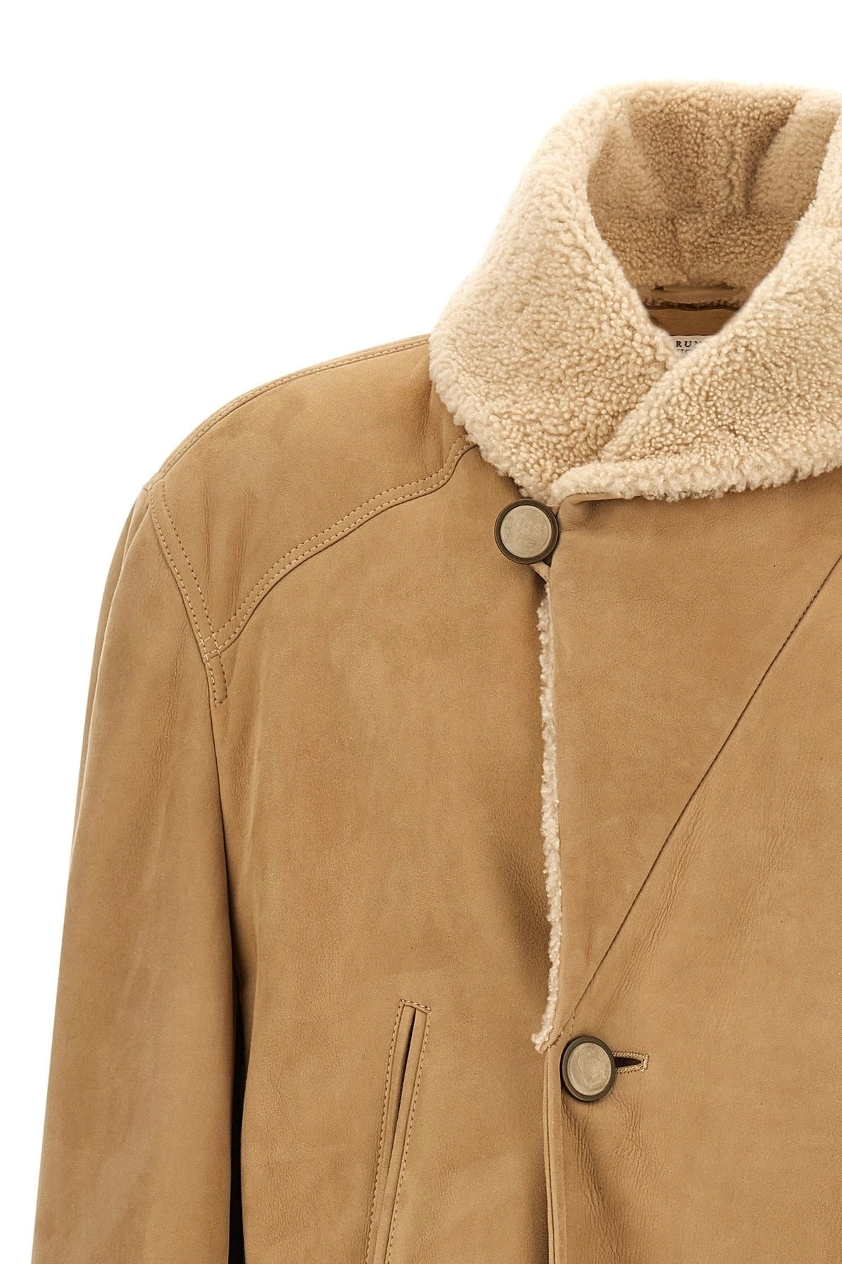 Brunello Cucinelli Curly Shearling Caban