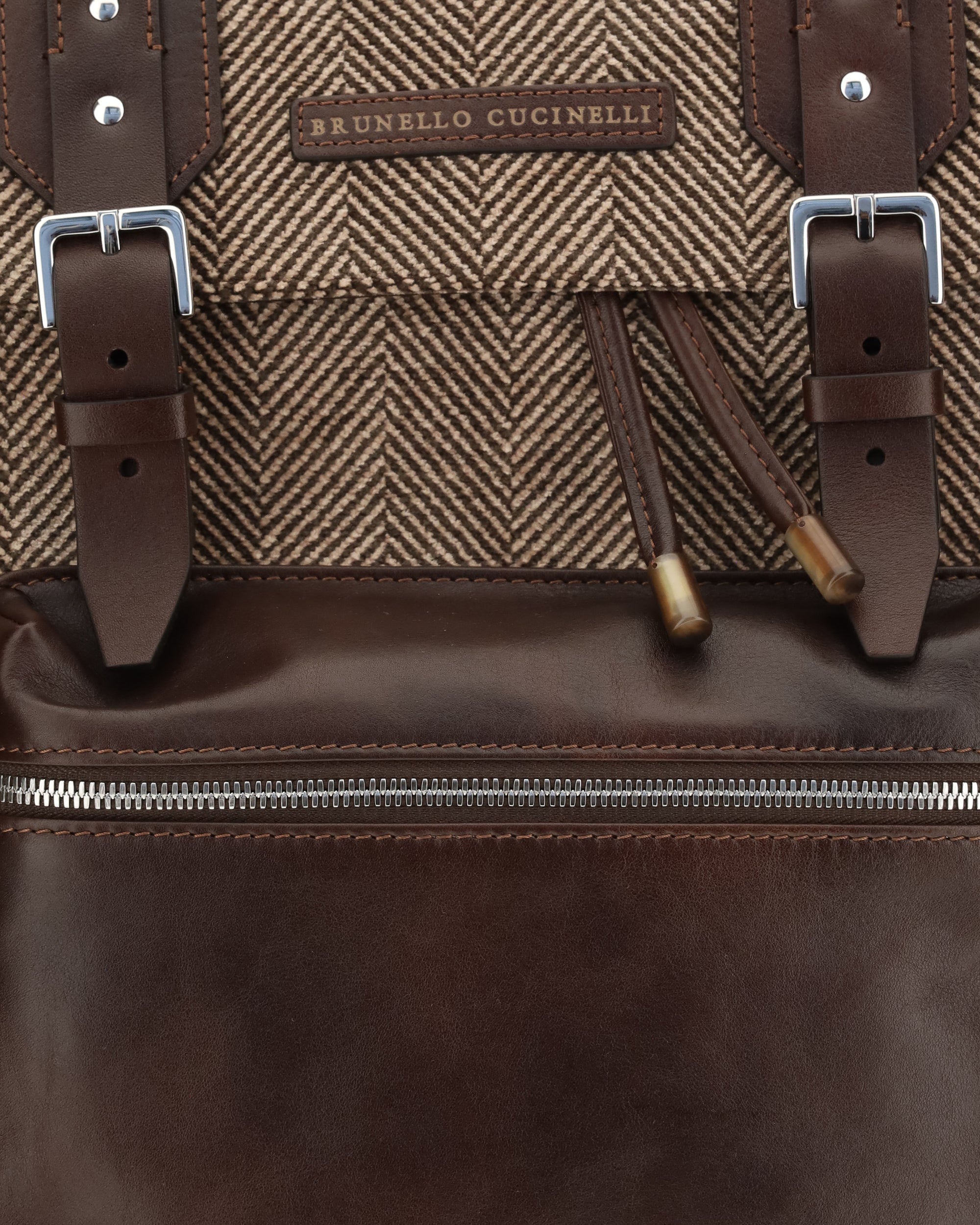 Brunello Cucinelli Herringbone Pattern Backpack
