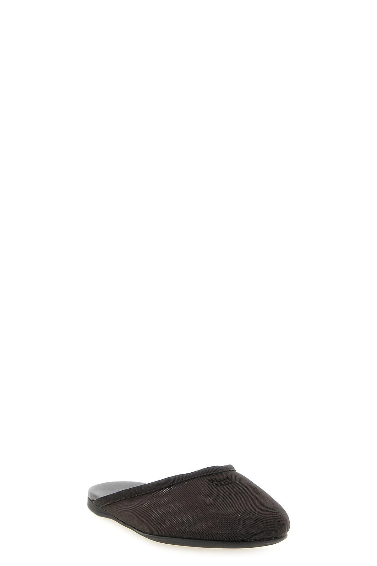 Miu Miu Black Mesh Fabric Slippers