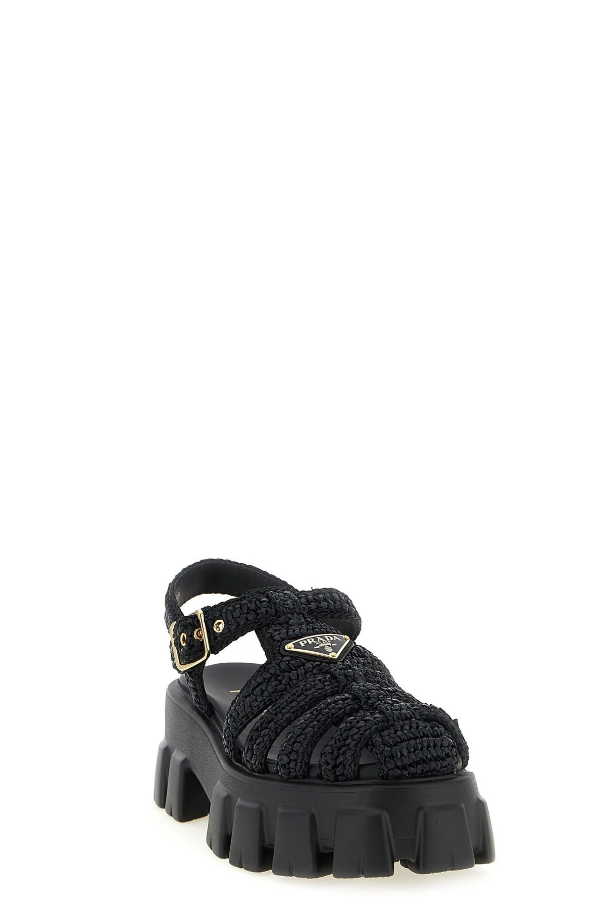 Prada Monolith Raffia Sandals