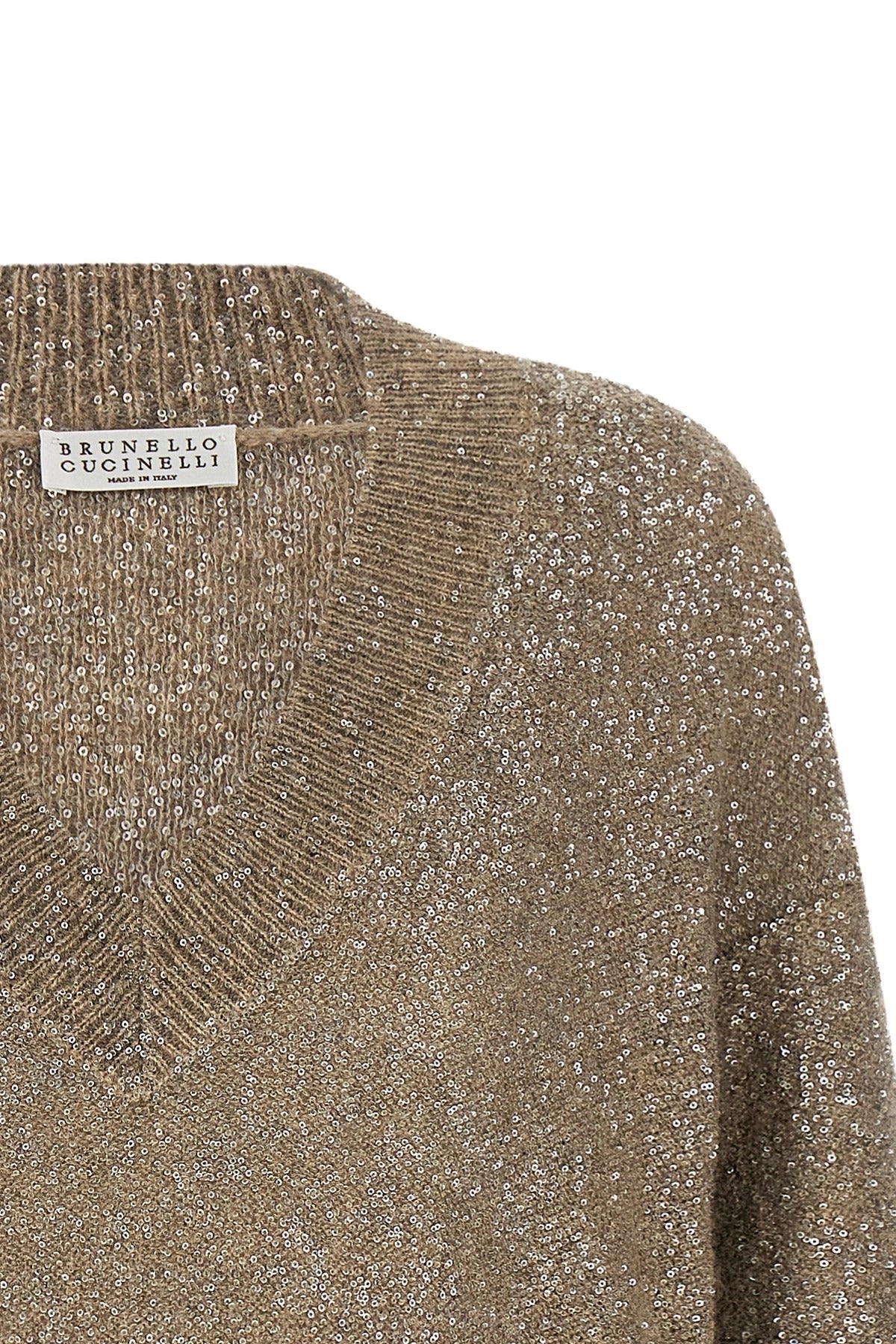 Brunello Cucinelli スパンコール装飾 長袖ニット Brunello Cucinelli Dazzling Texture Sequin Sweater | Sendegaro