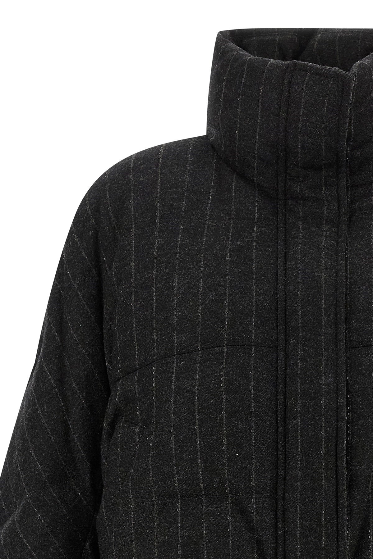 Brunello Cucinelli Micro Sequin Pinstriped Crop Down Jacket