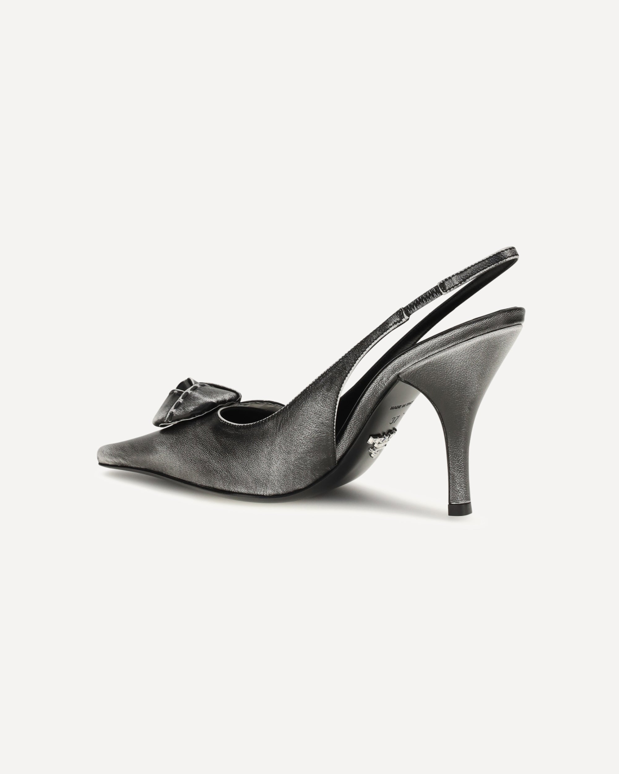 Prada Floral-Detail Leather Slingback Pumps