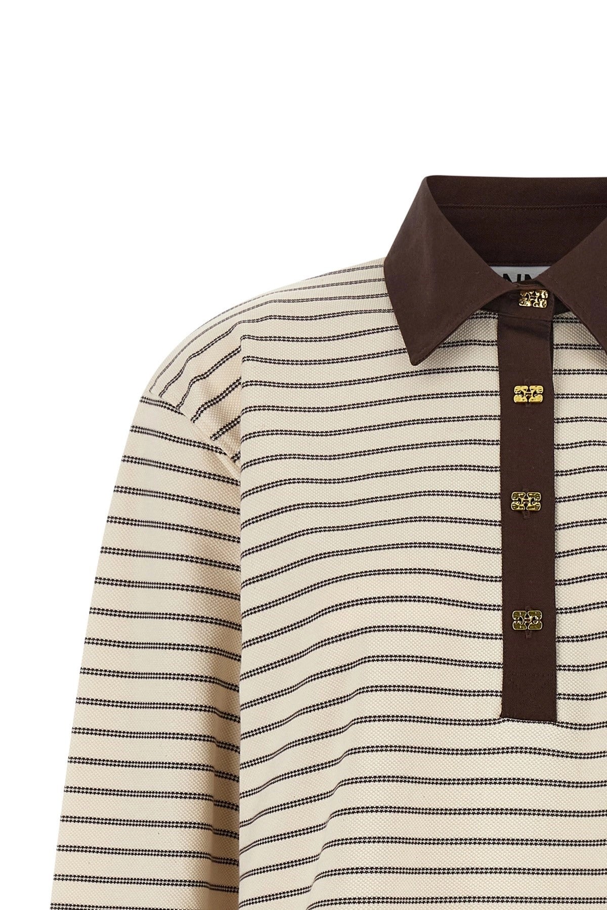 Ganni Striped Cotton Polo Shirt