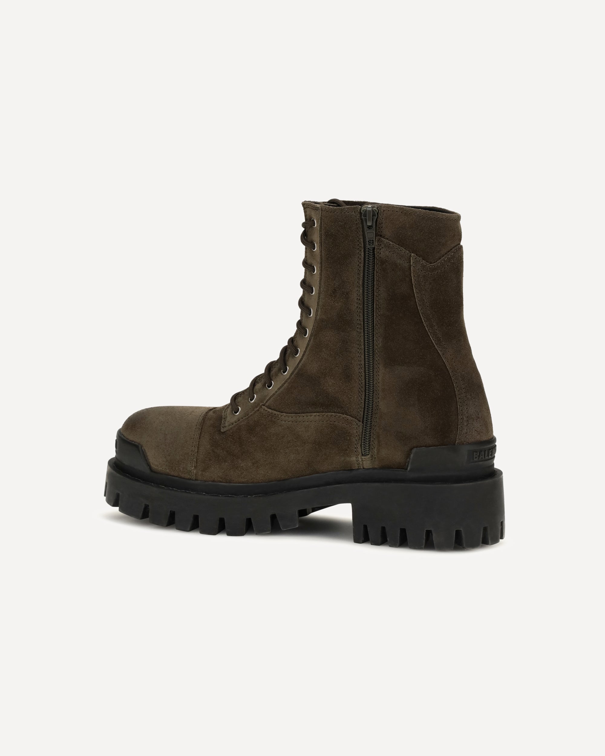 Balenciaga Combat Strike Waxed Suede Boots