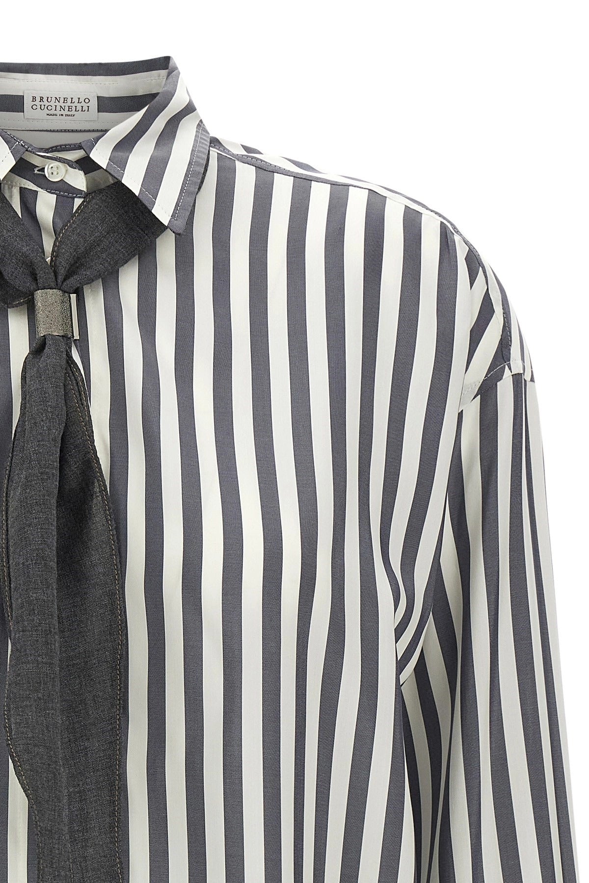 Brunello Cucinelli Silk Shirt With Scarf