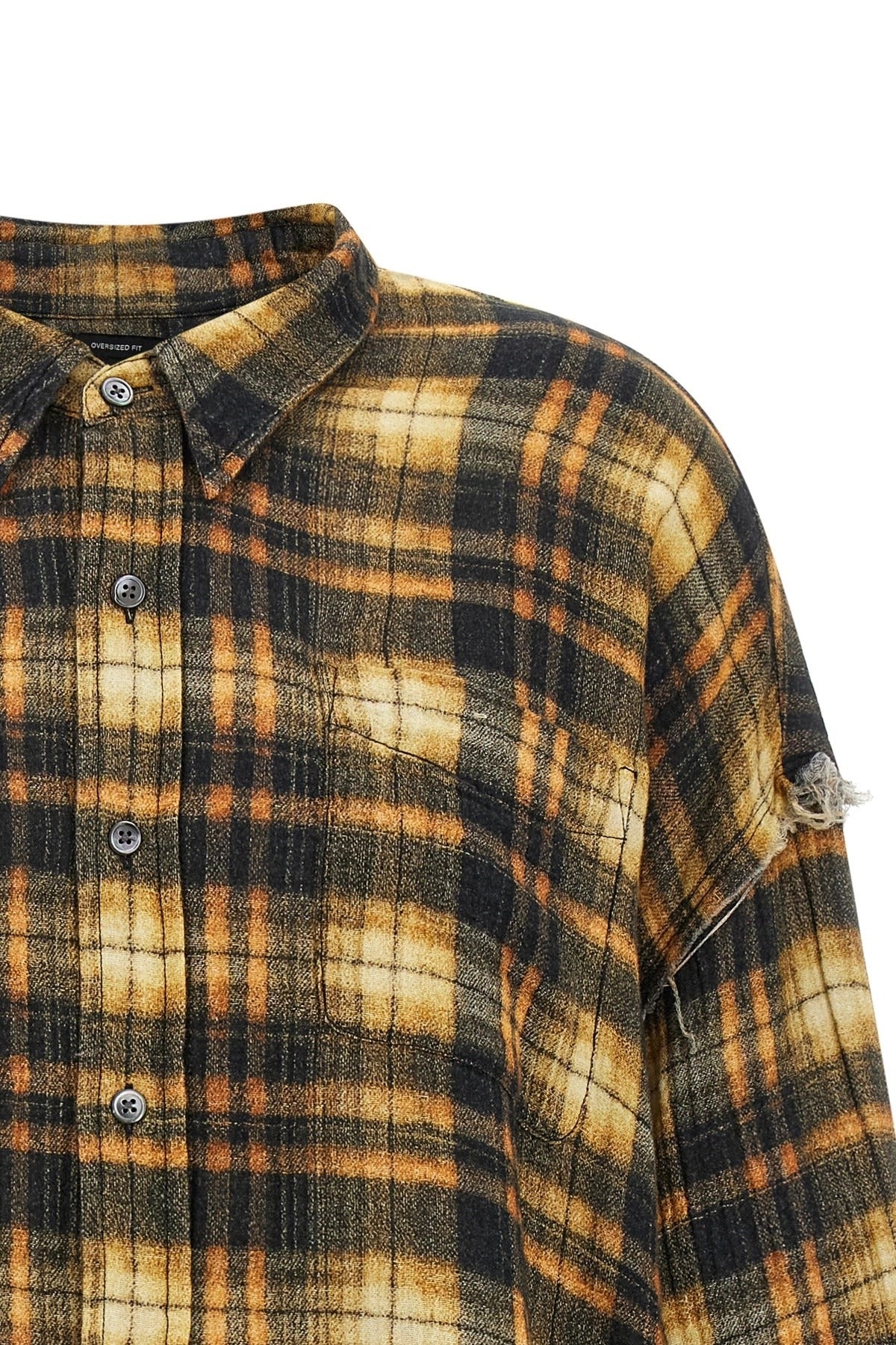 R13 Raw Cut Hem Check Shirt