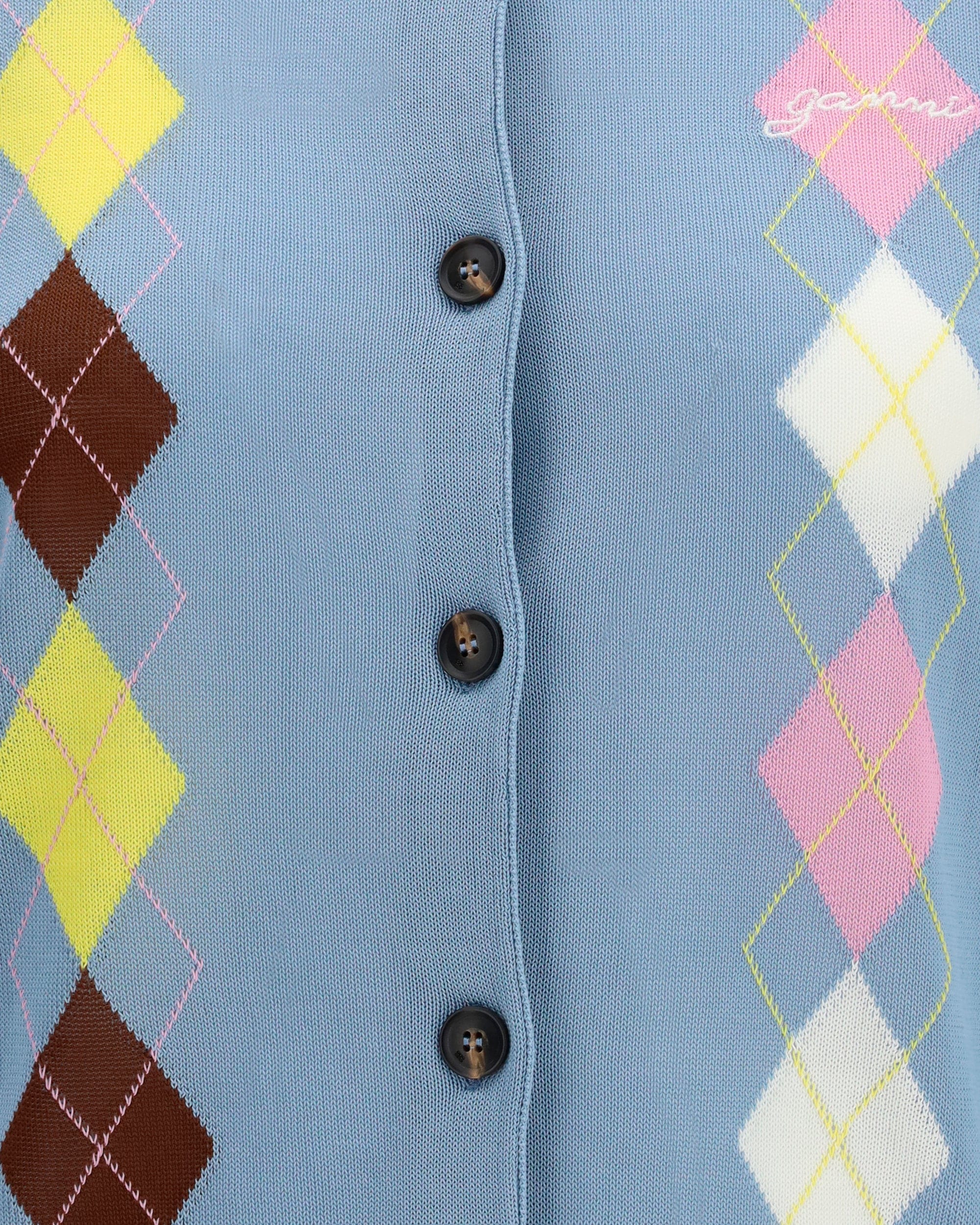 Ganni Diamond-Pattern Cardigan