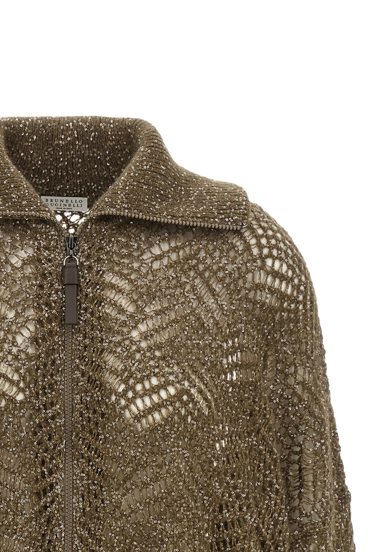 Brunello Cucinelli Dazzling Abstract Leaf Cardigan
