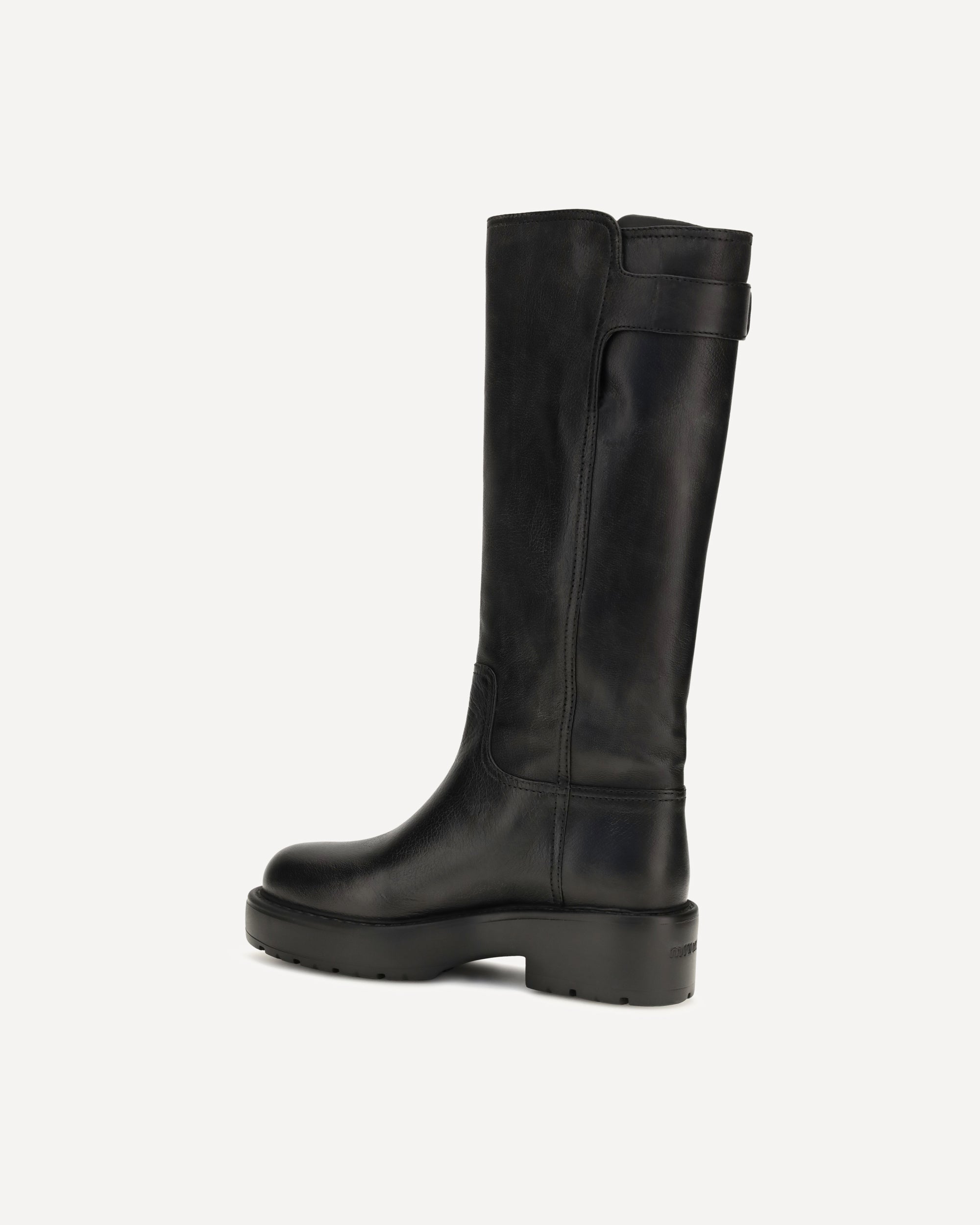 Miu Miu Leder-Kniehohe Stiefel mit Schnallendetail