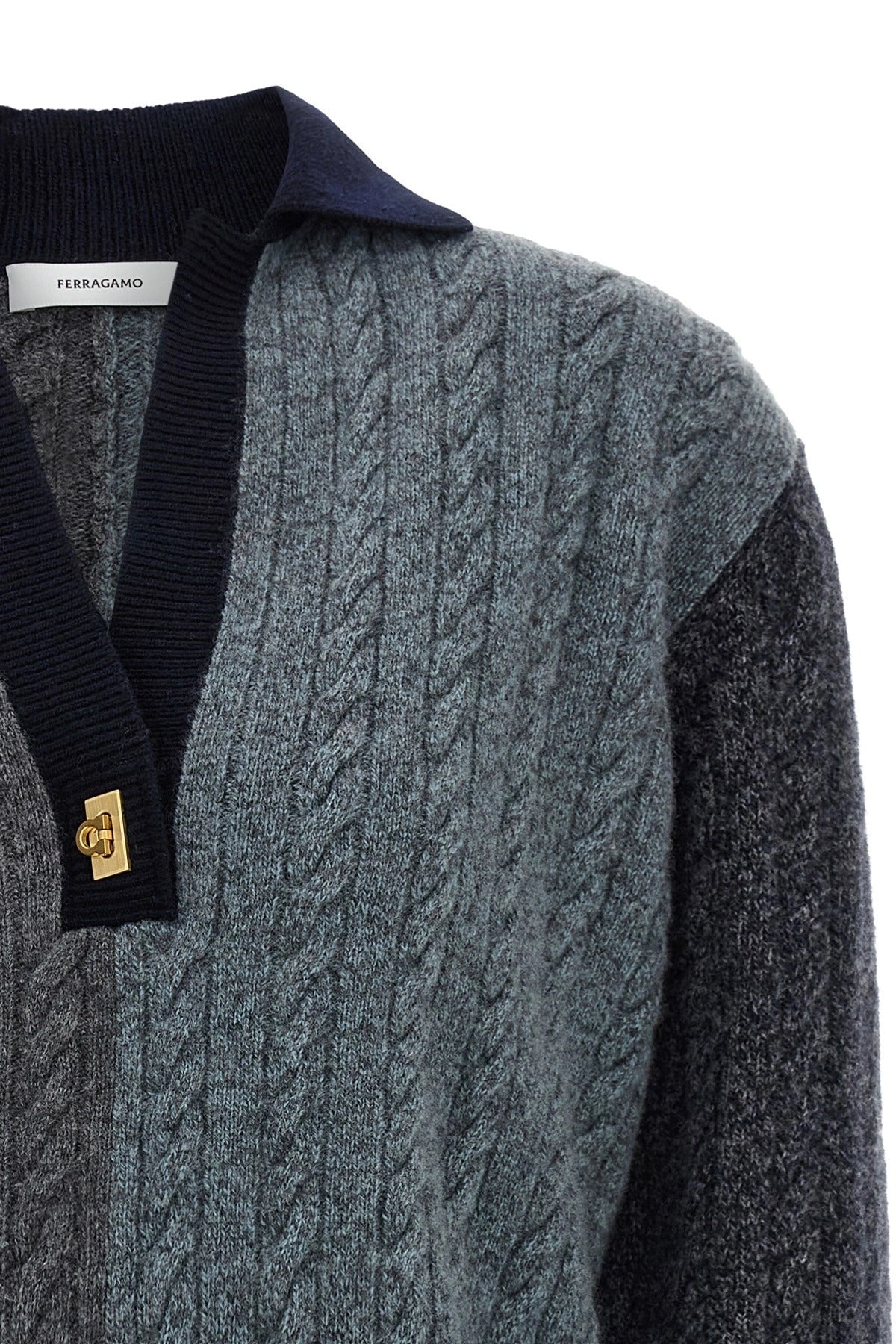 Ferragamo Color Block Braid Sweater