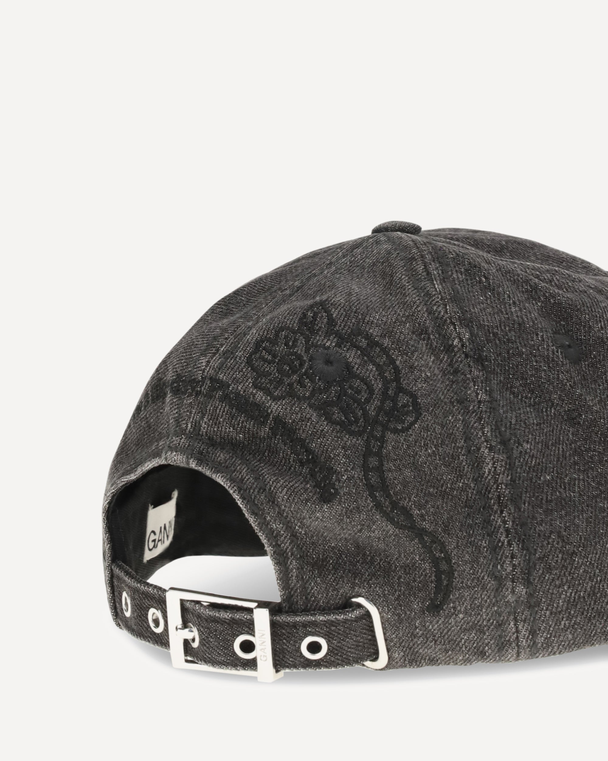 Ganni Embroidered Denim Baseball Cap