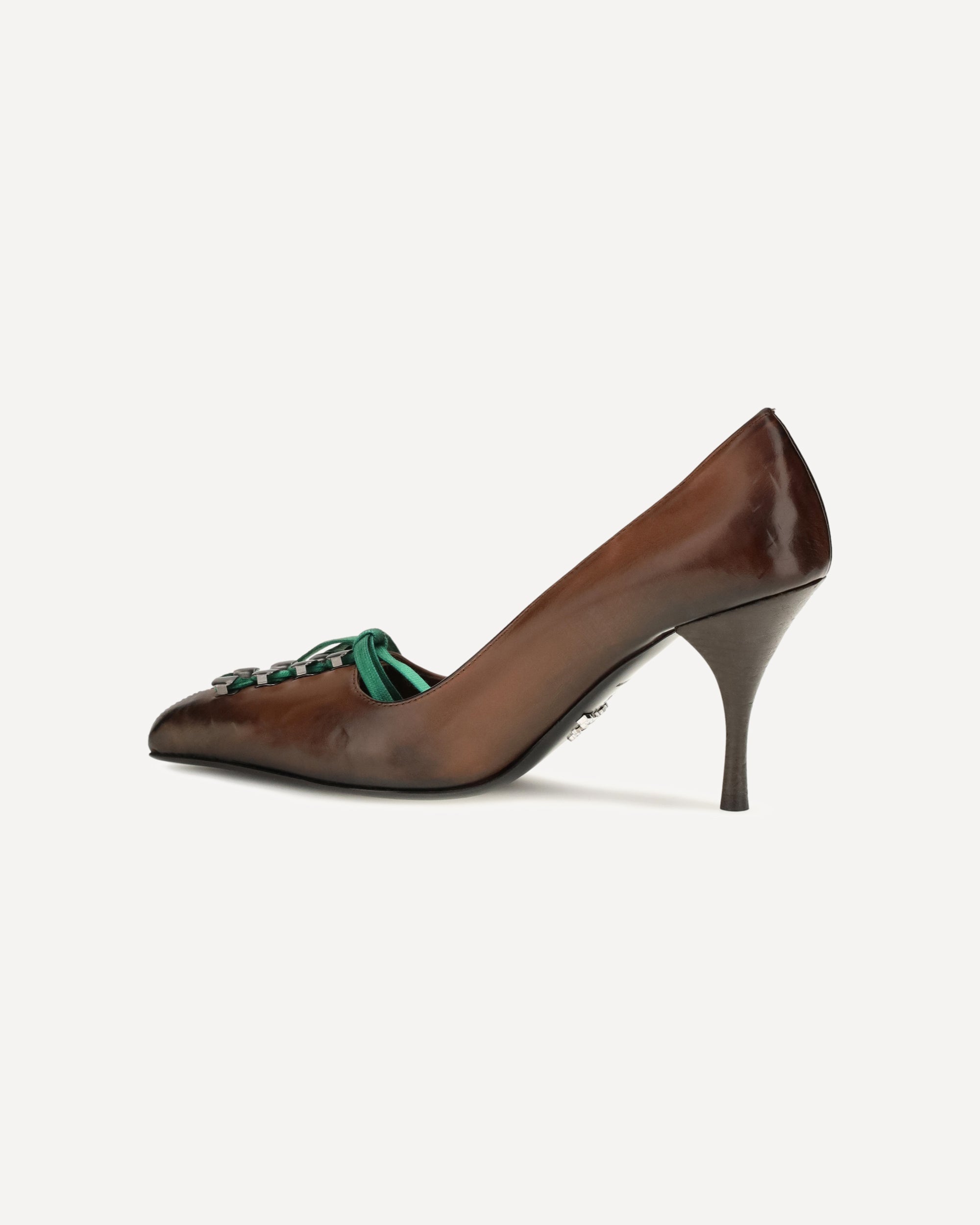 Prada Leather Lace-Up Pumps