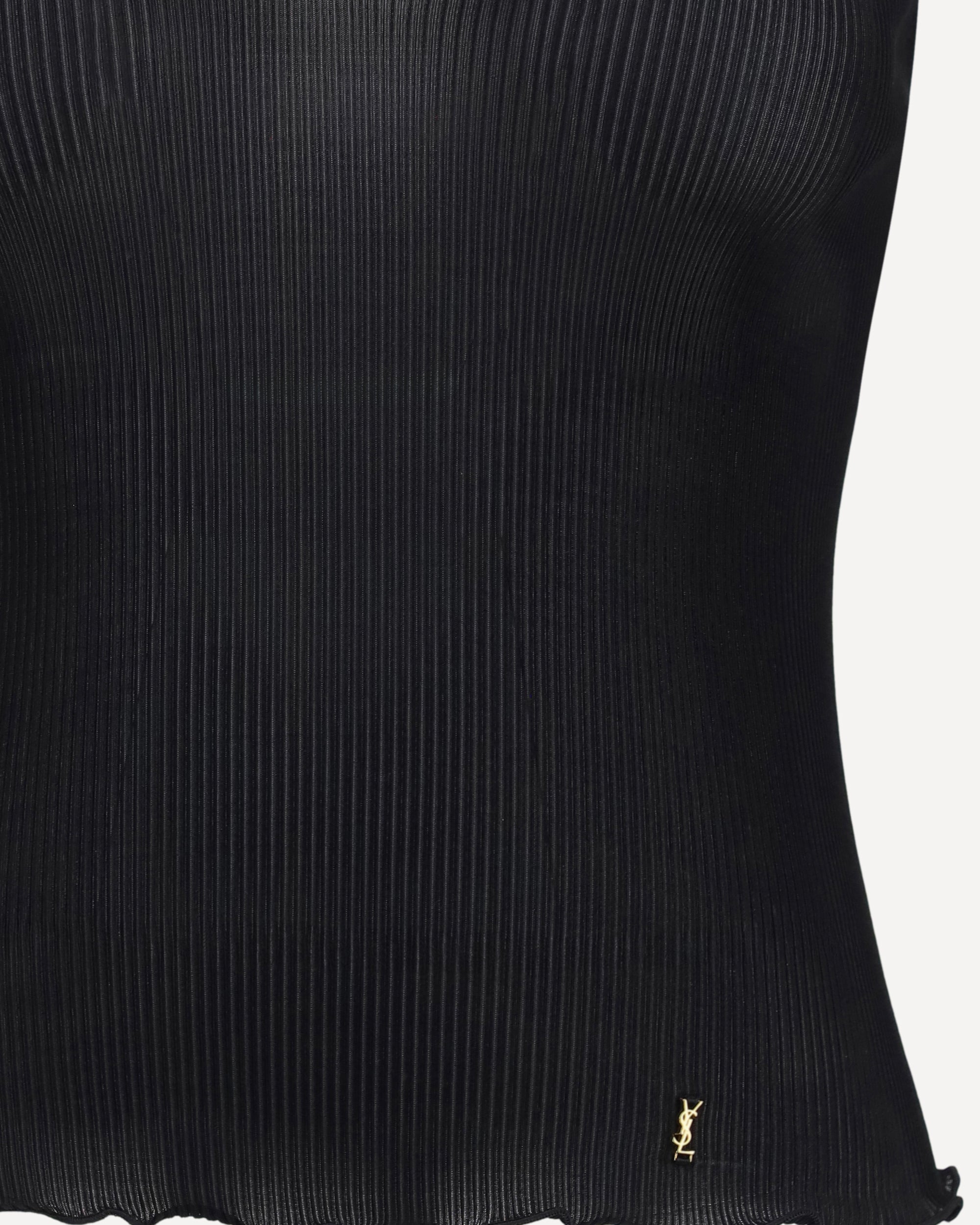 Saint Laurent Cassandre V Neck Ribbed Silk Top