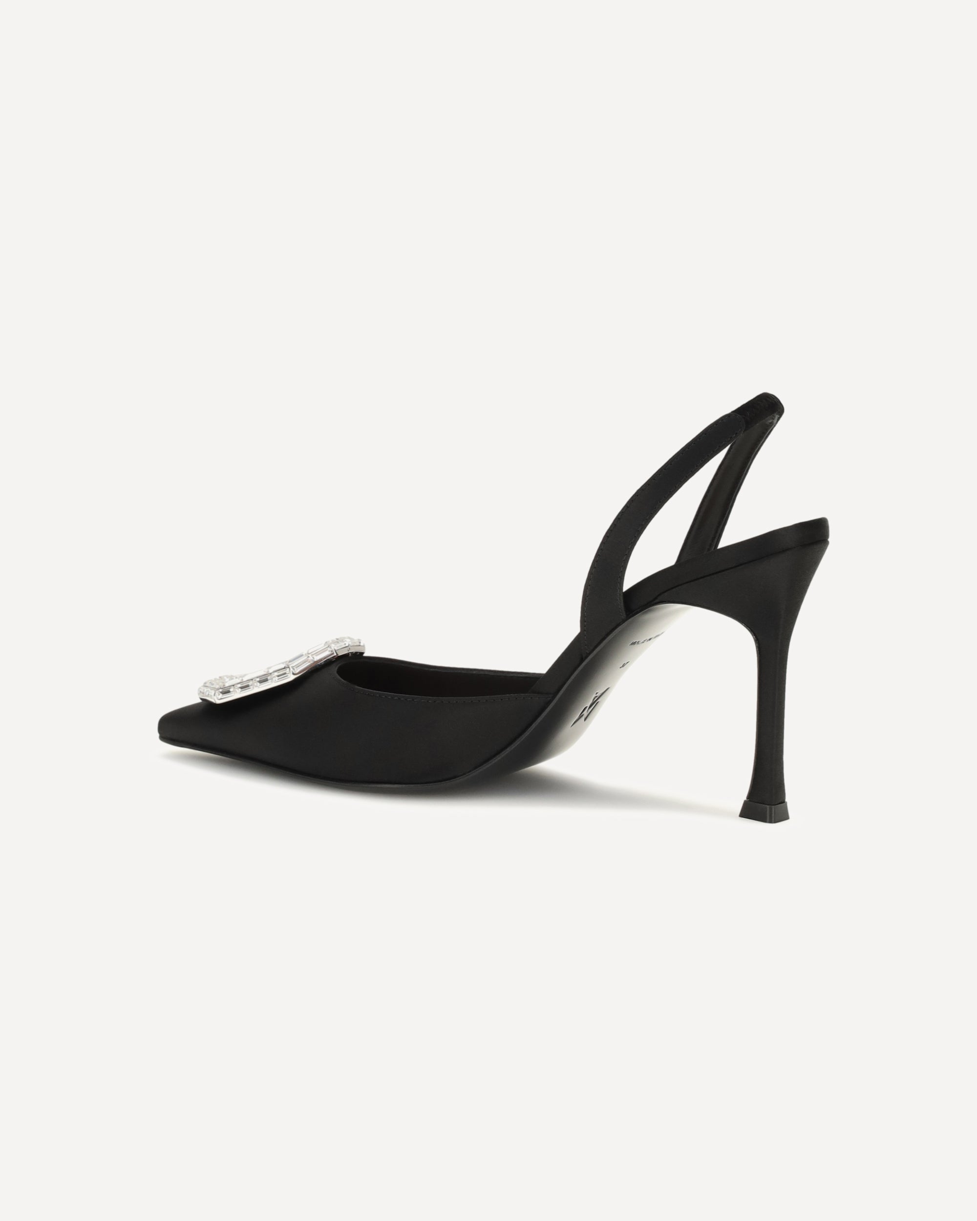 Amina Muaddi Camelia Satin Slingback Pumps