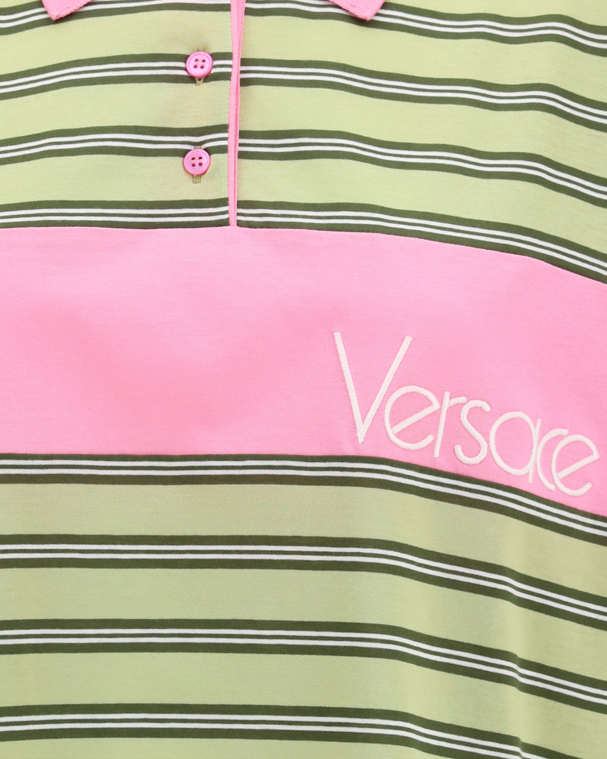 Versace 줄무늬 인타르시아 코튼 폴로
