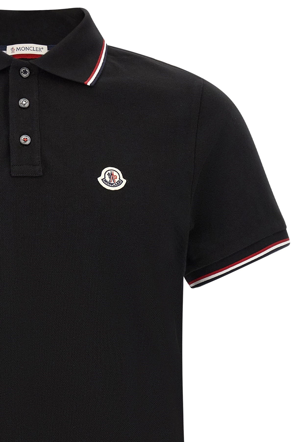 Moncler Tricolor Trim Polo Shirt