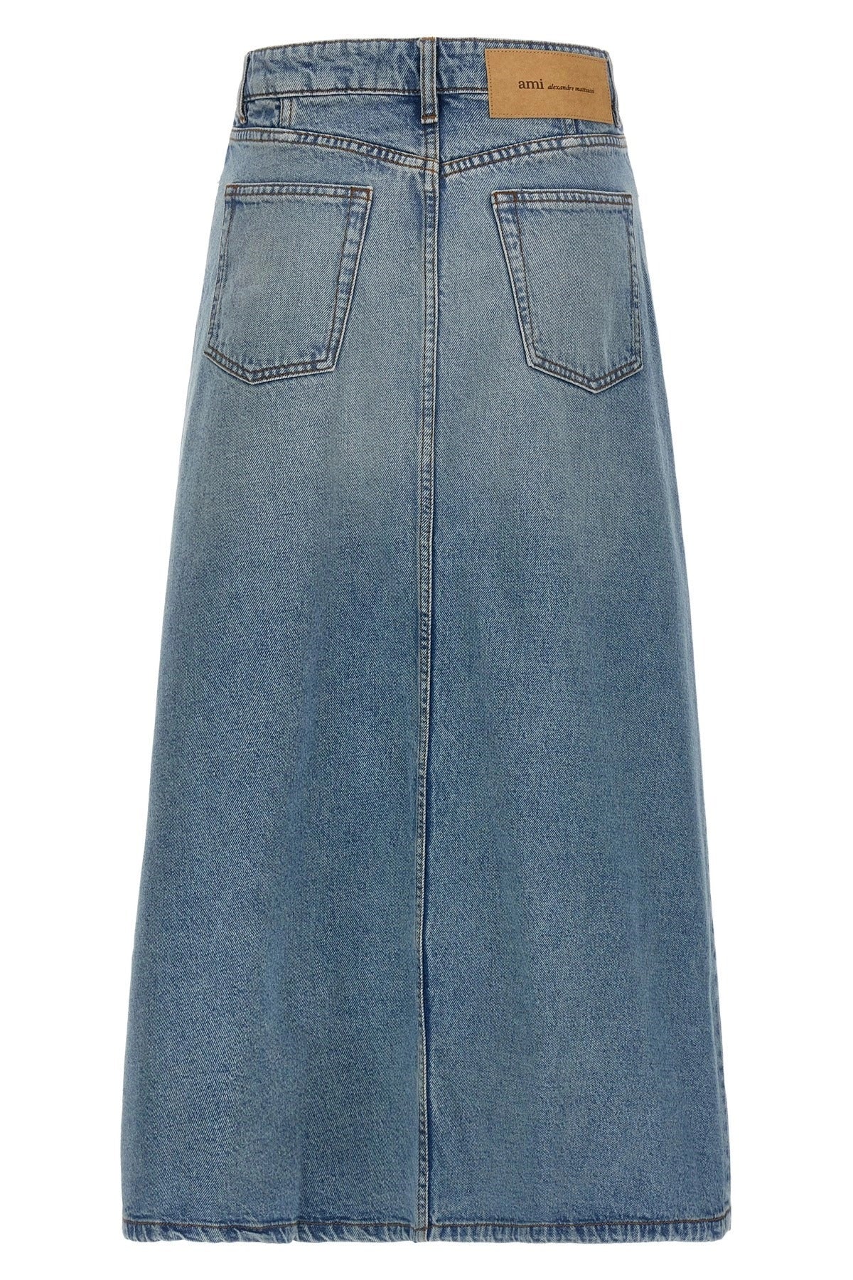 Ami Paris Trapeze Denim Midi Skirt