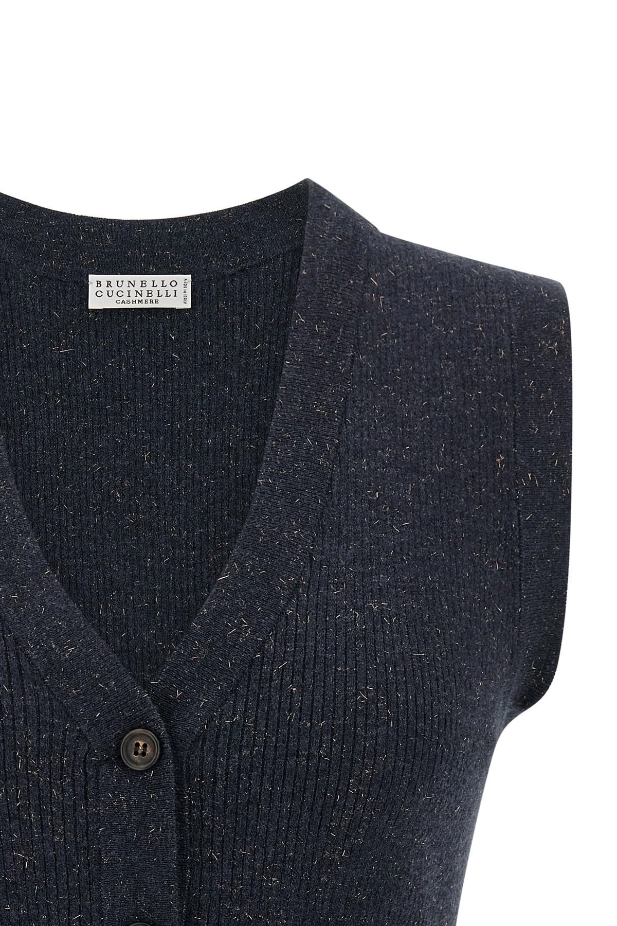 Brunello Cucinelli Sparkling Ribbed Cashmere Vest