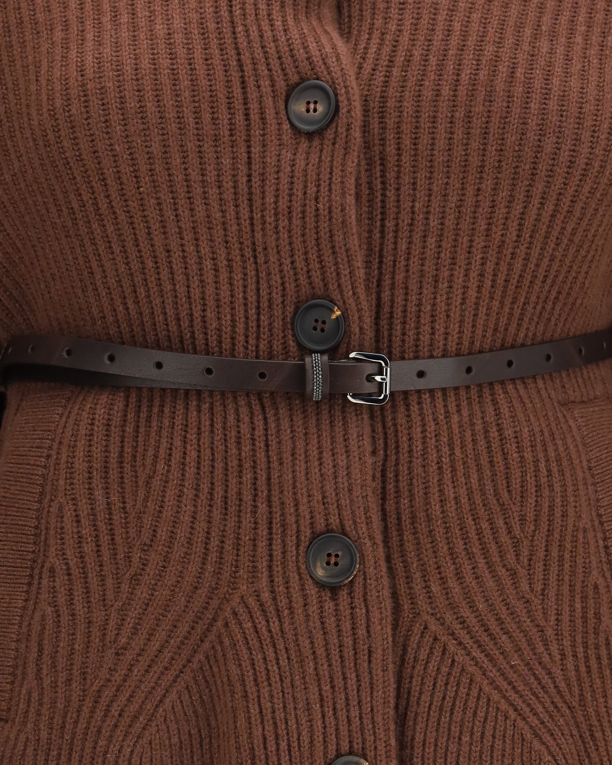 Brunello Cucinelli High Neck Cardigan With Belt