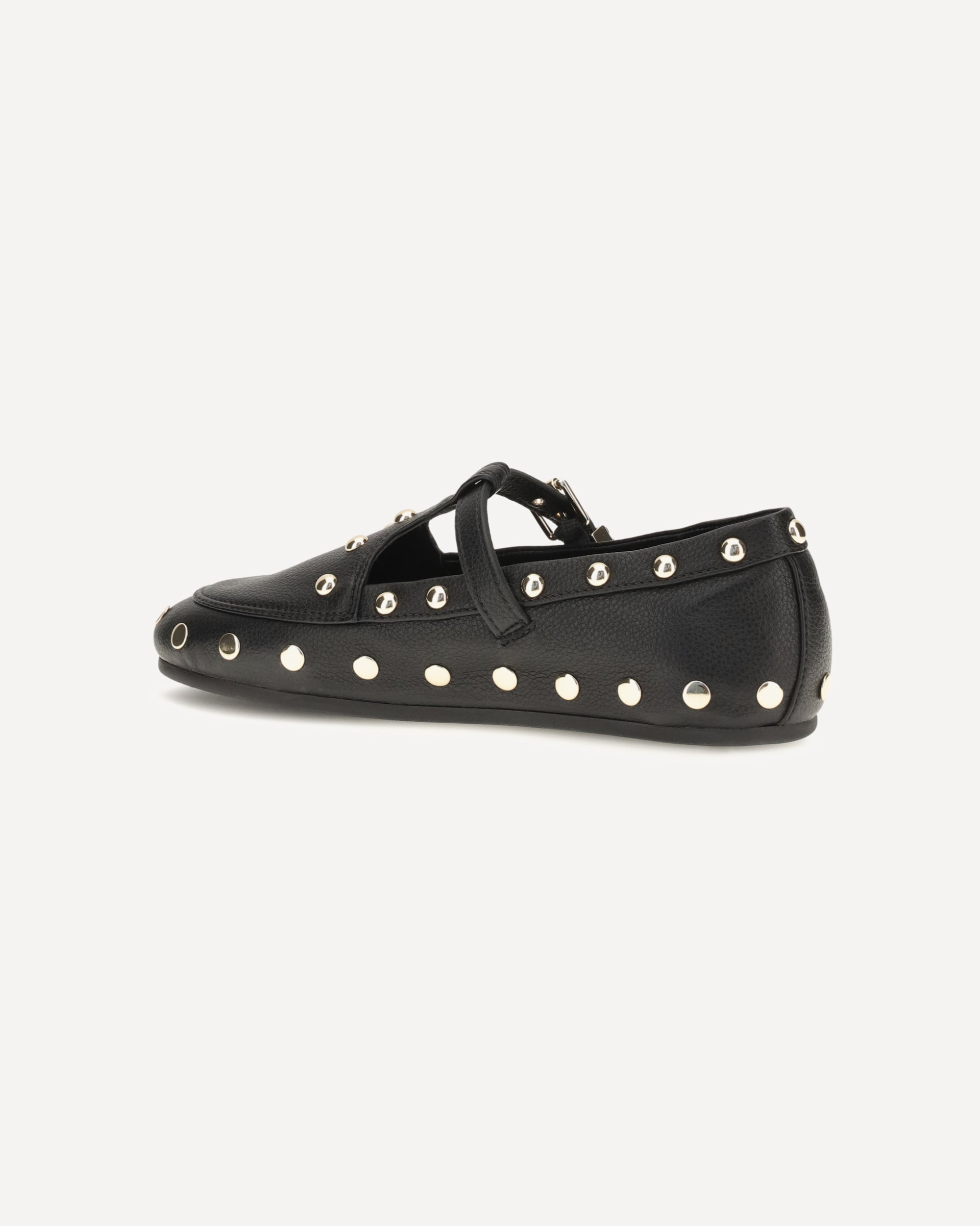 Ganni Studded Pebbled Leather Ballerinas
