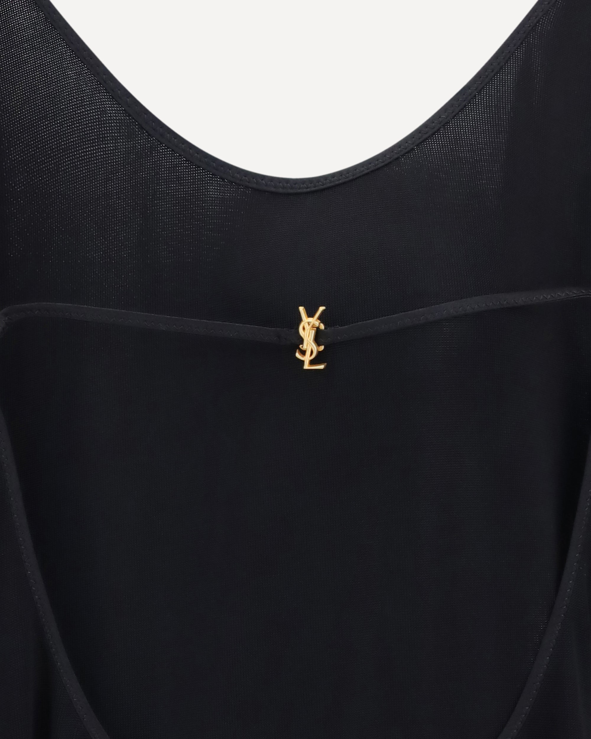 Saint Laurent Cassandre Open-Back Ribbed Dress
