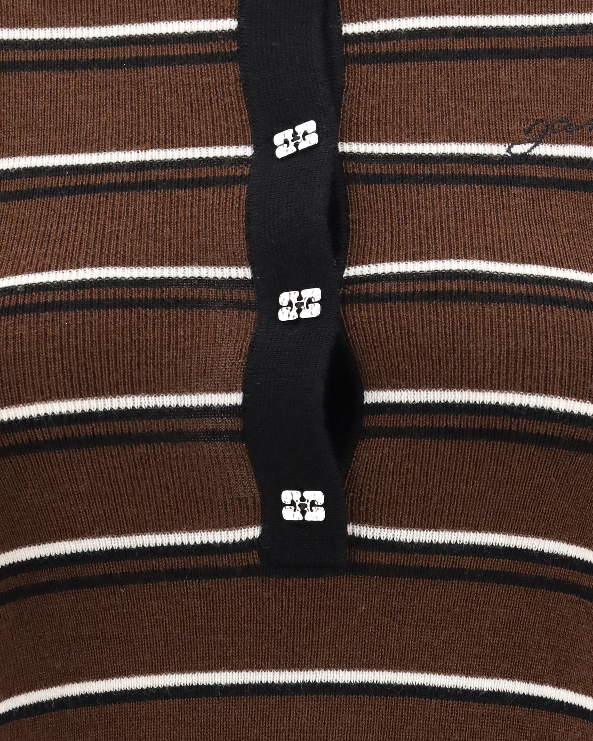 Ganni Striped Wool Polo Dress