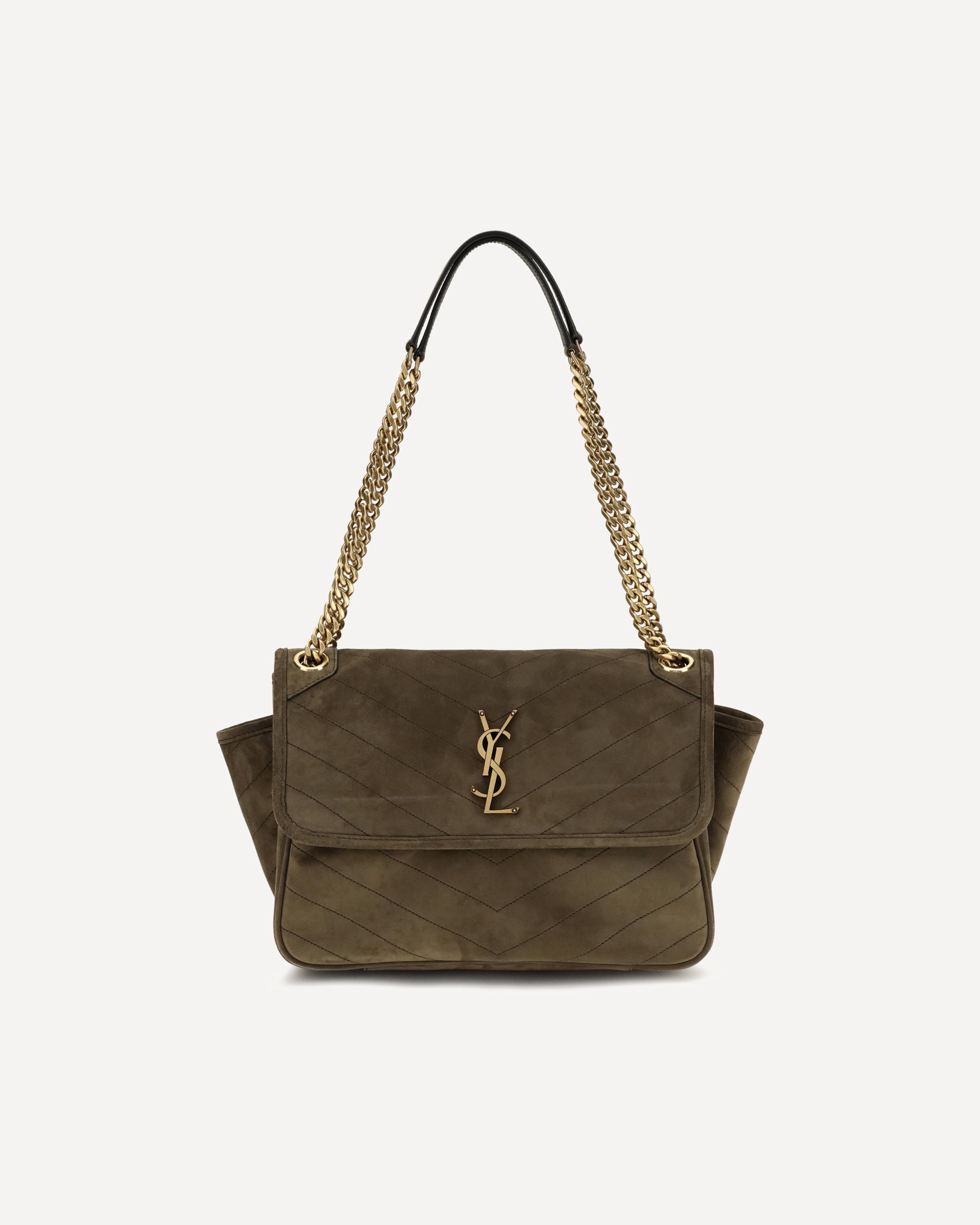 Saint Laurent Niki Tripouch Suede Shoulder Bag