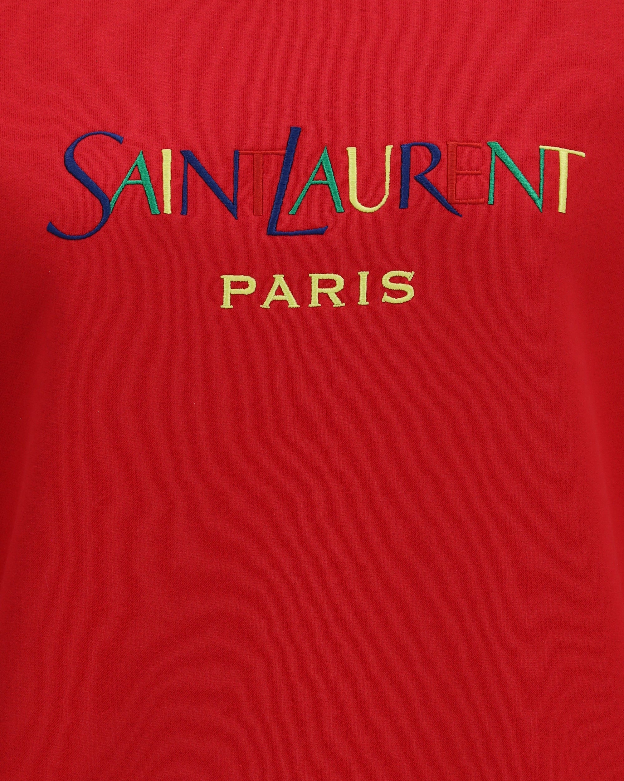 Saint Laurent سويت شيرت قطني بياقة مستديرة