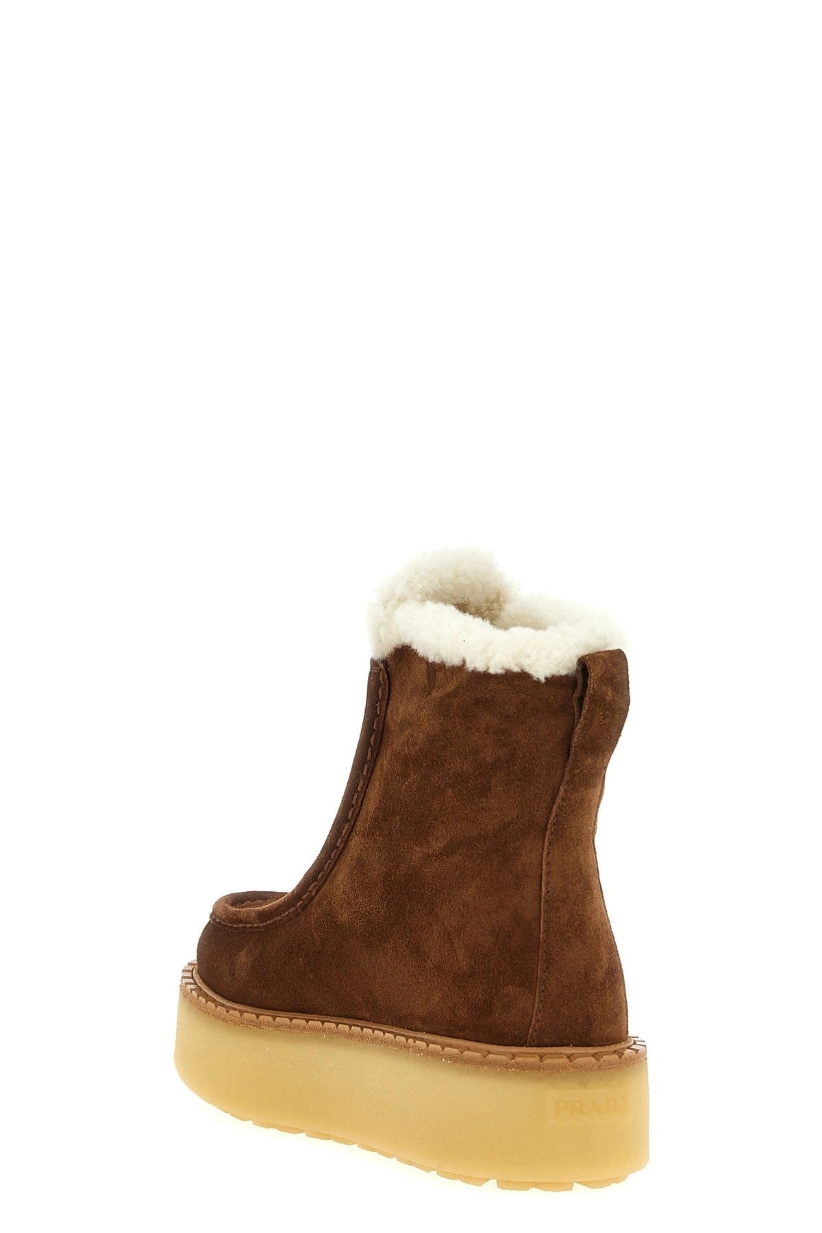 Prada Suede Shearling Ankle Boots