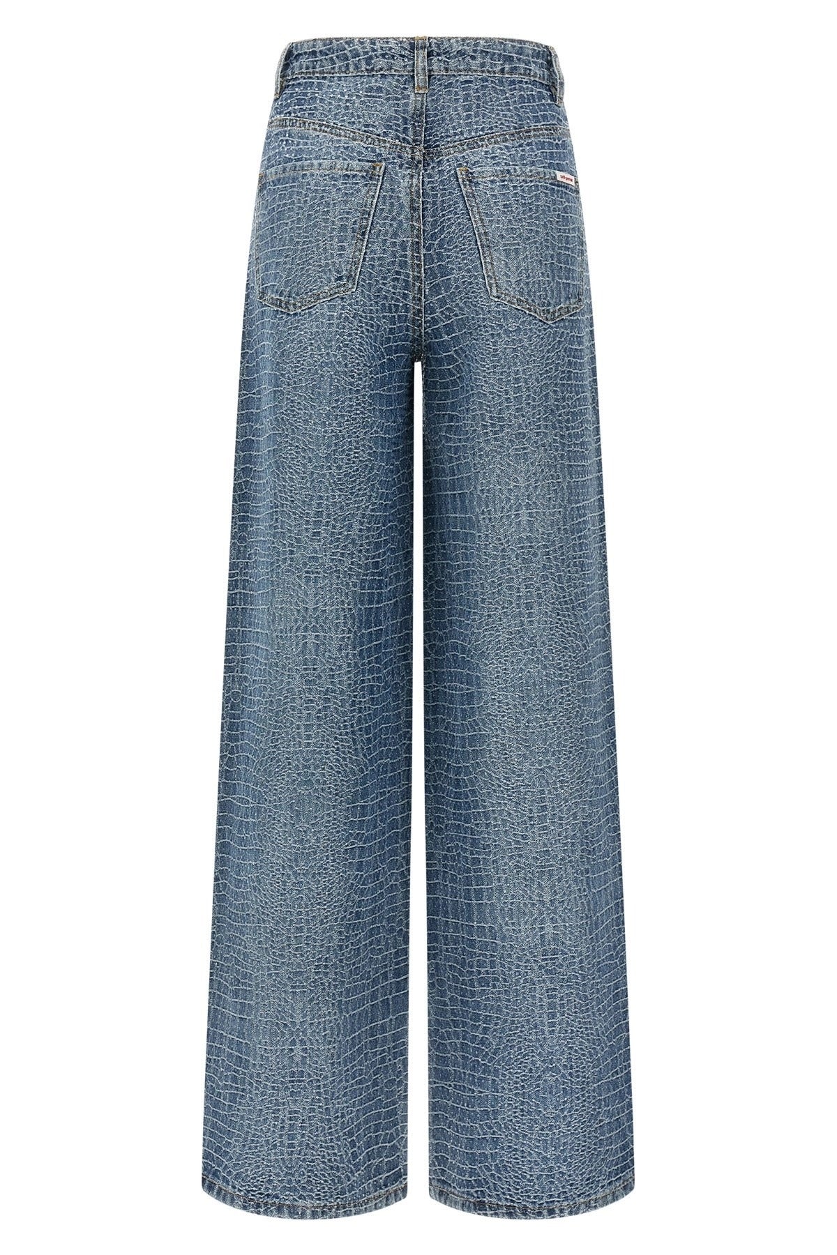 Self-Portrait Rhinestone Croc Effect Jeans