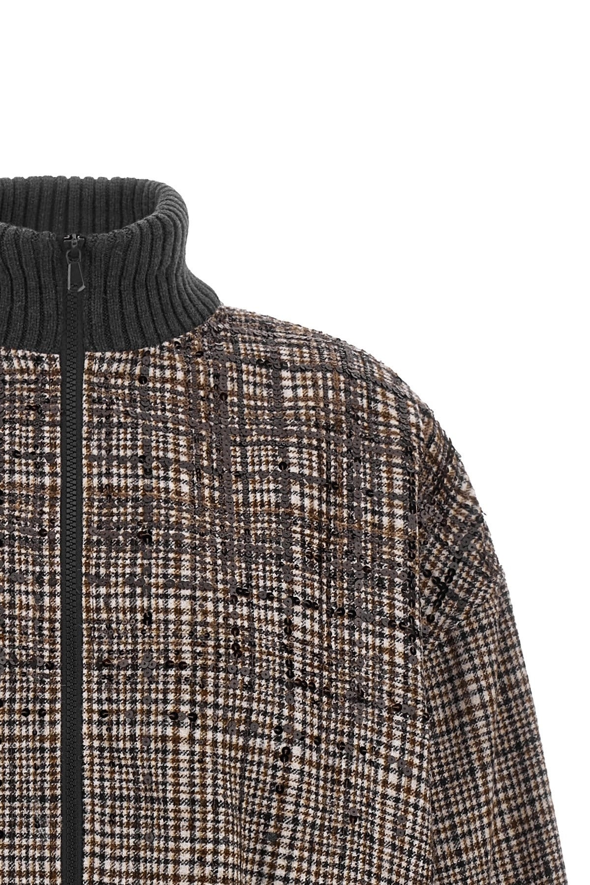 Brunello Cucinelli Sequin Check Bomber Jacket