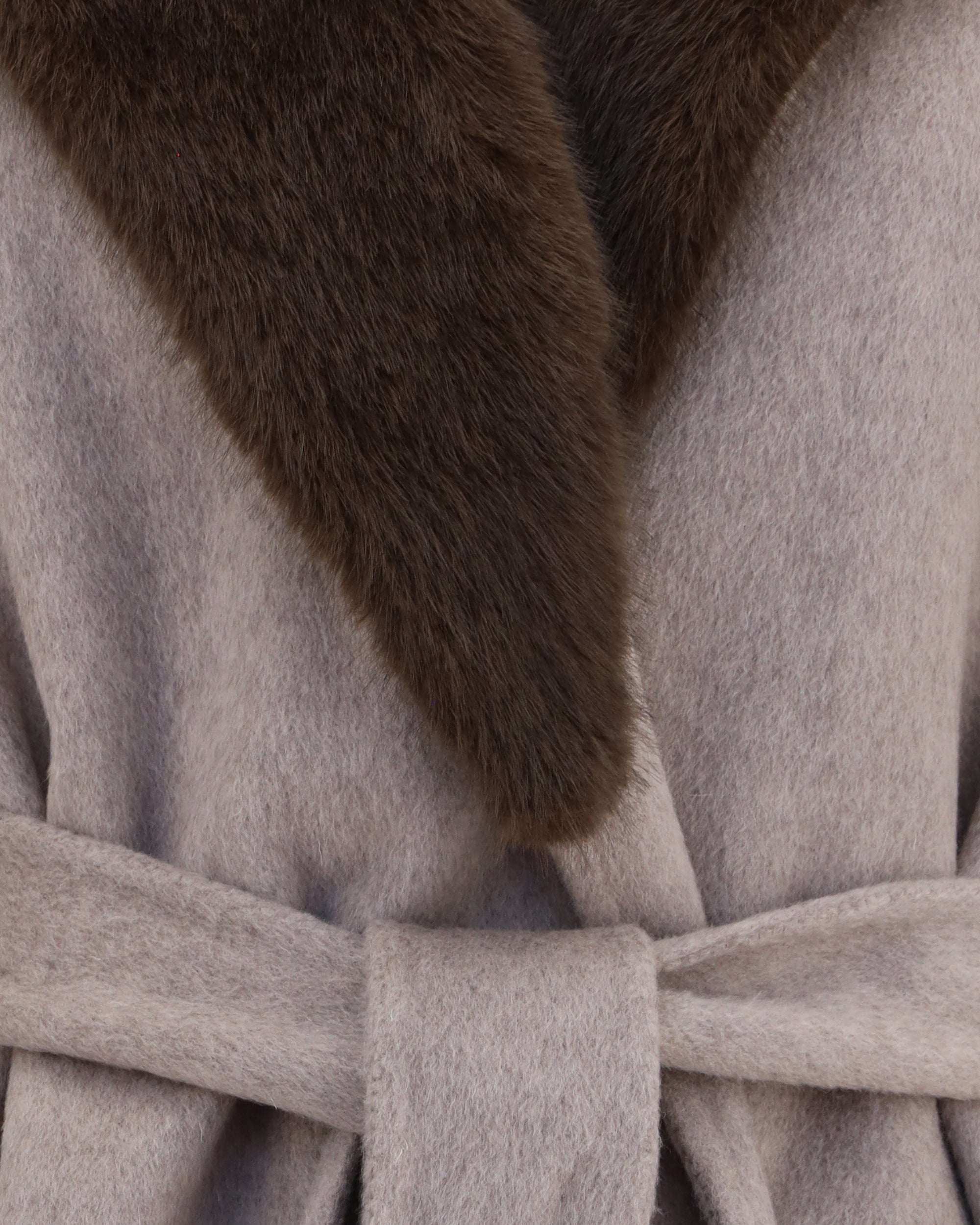 P.A.R.O.S.H. Wool Coat With Fur Collar Belt