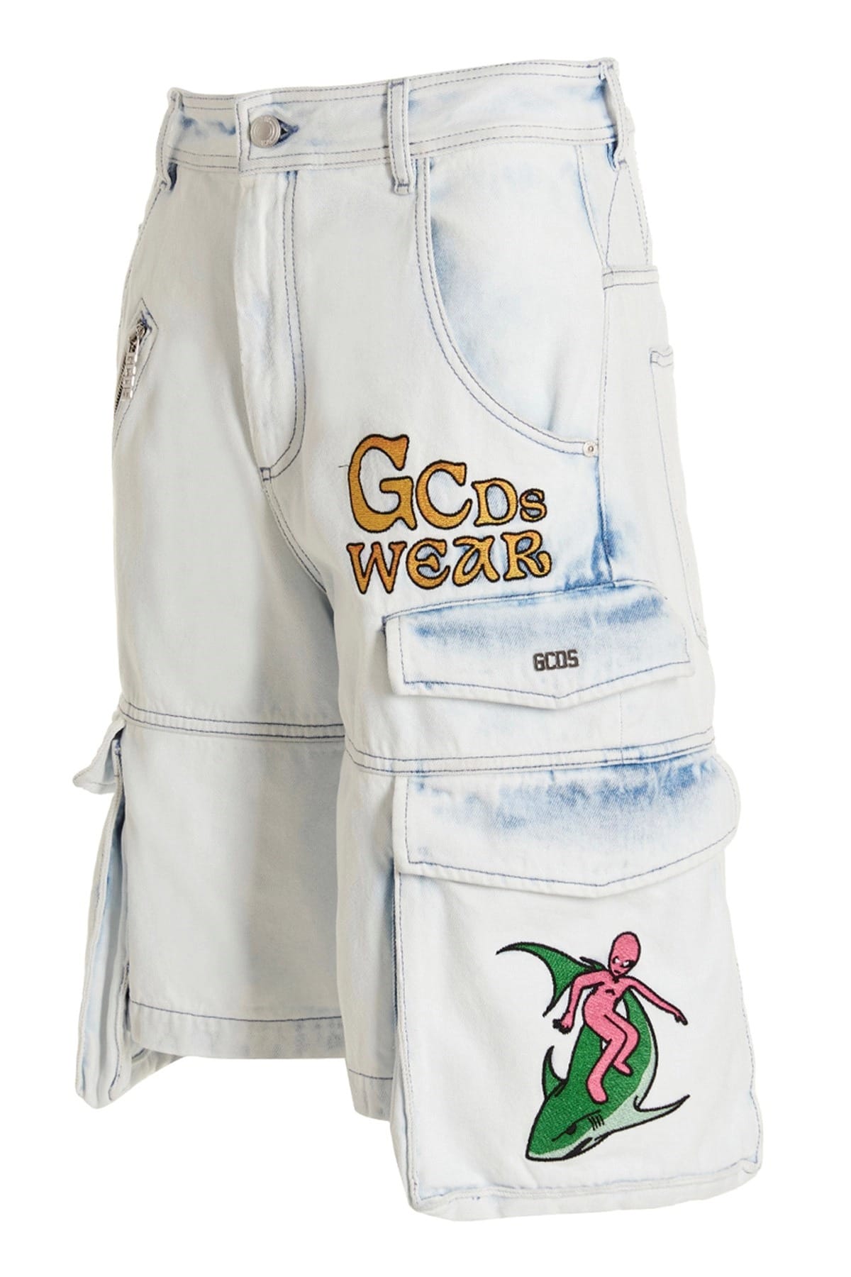 GCDS ブリーチ刺繍ウルトラカーゴ・バミューダショーツ