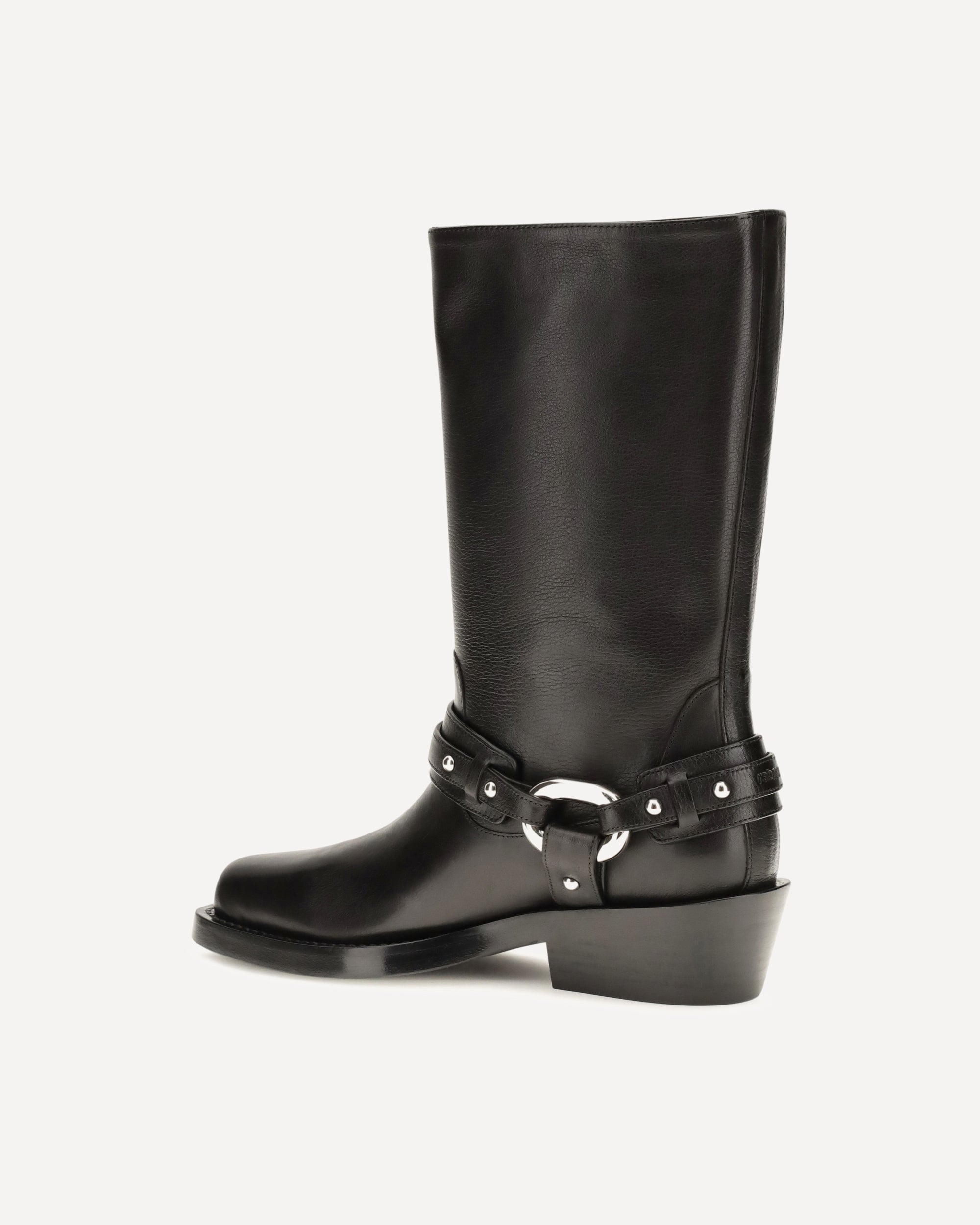 Rabanne Leather Buckle Snkle Boots