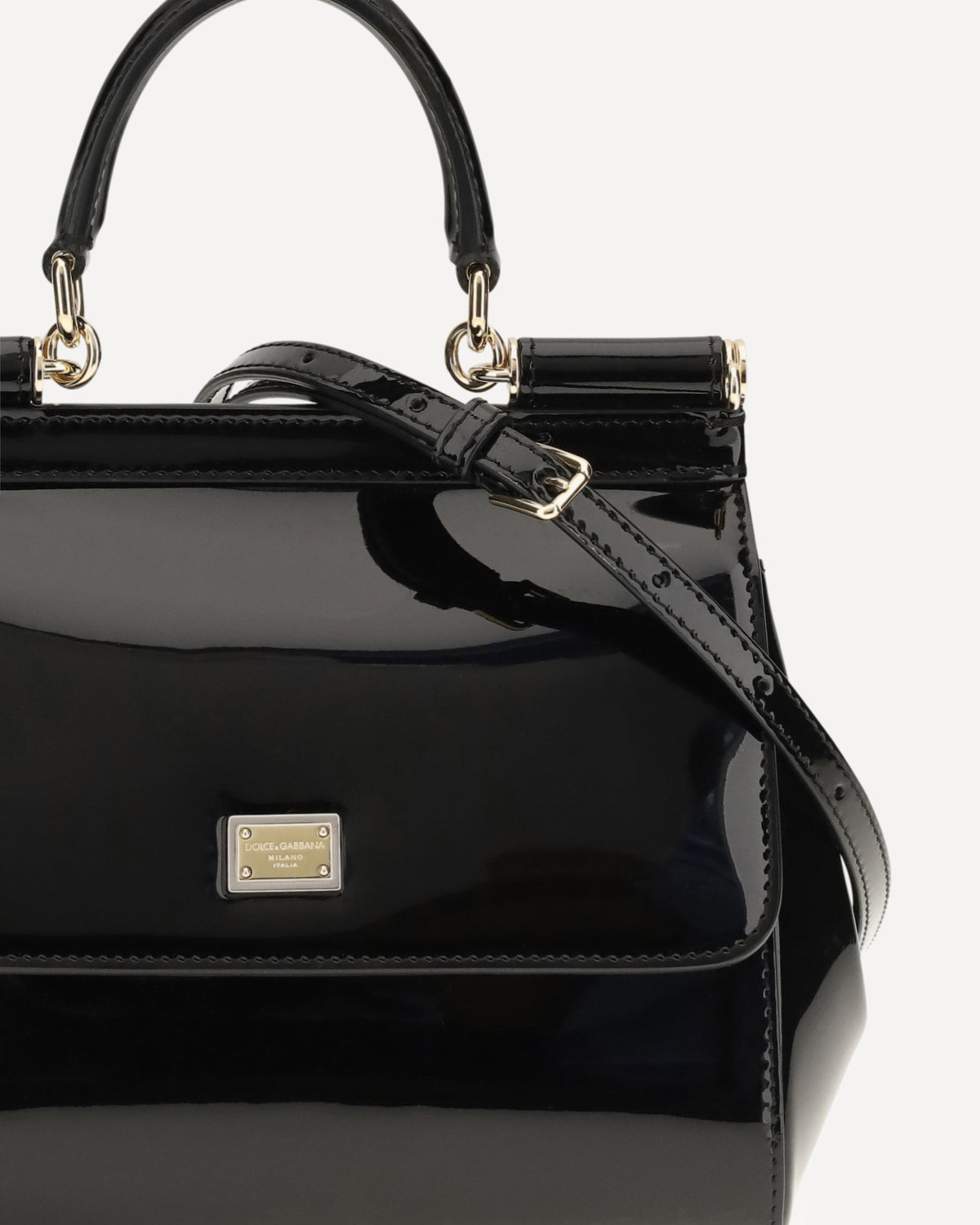 Dolce & Gabbana Small Sicily Patent Leather Handbag