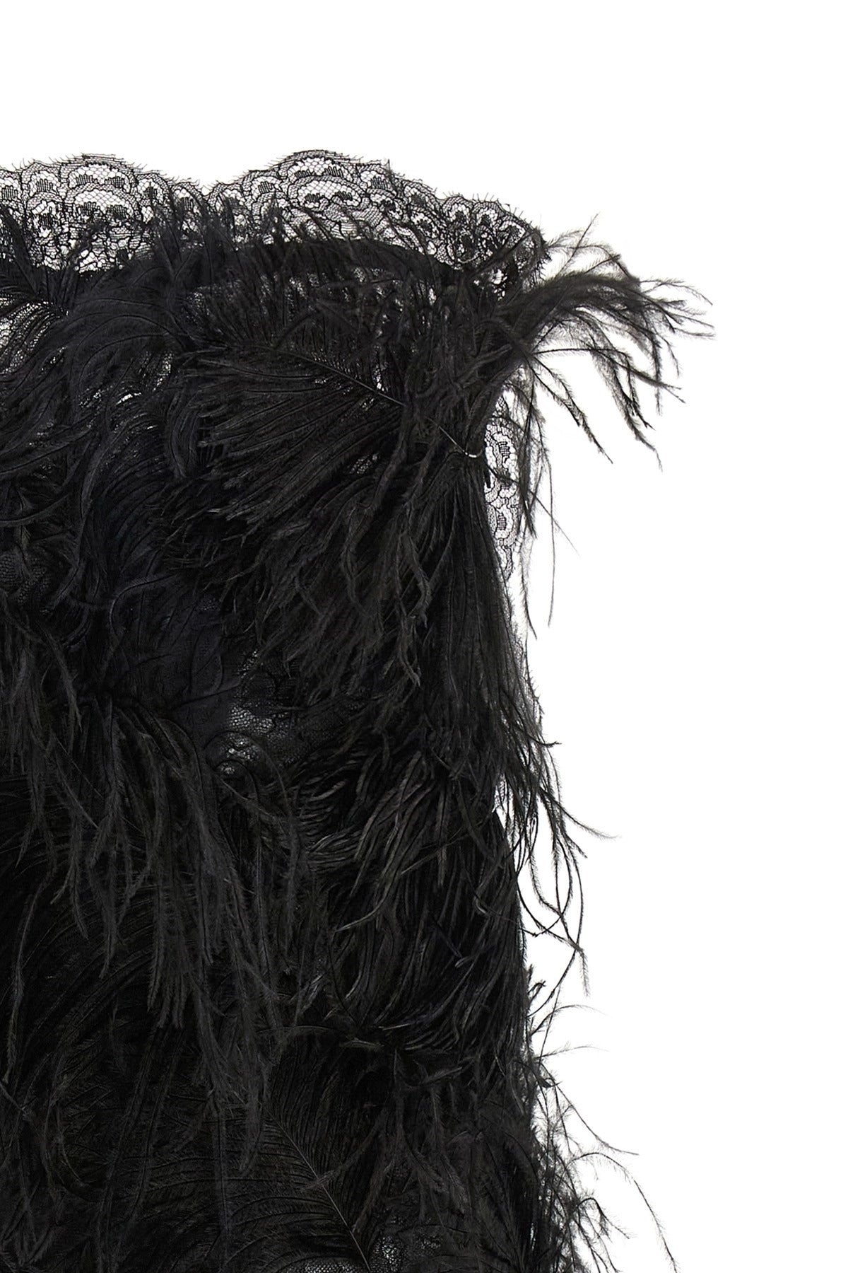The Attico Lace And Feather Mini Dress