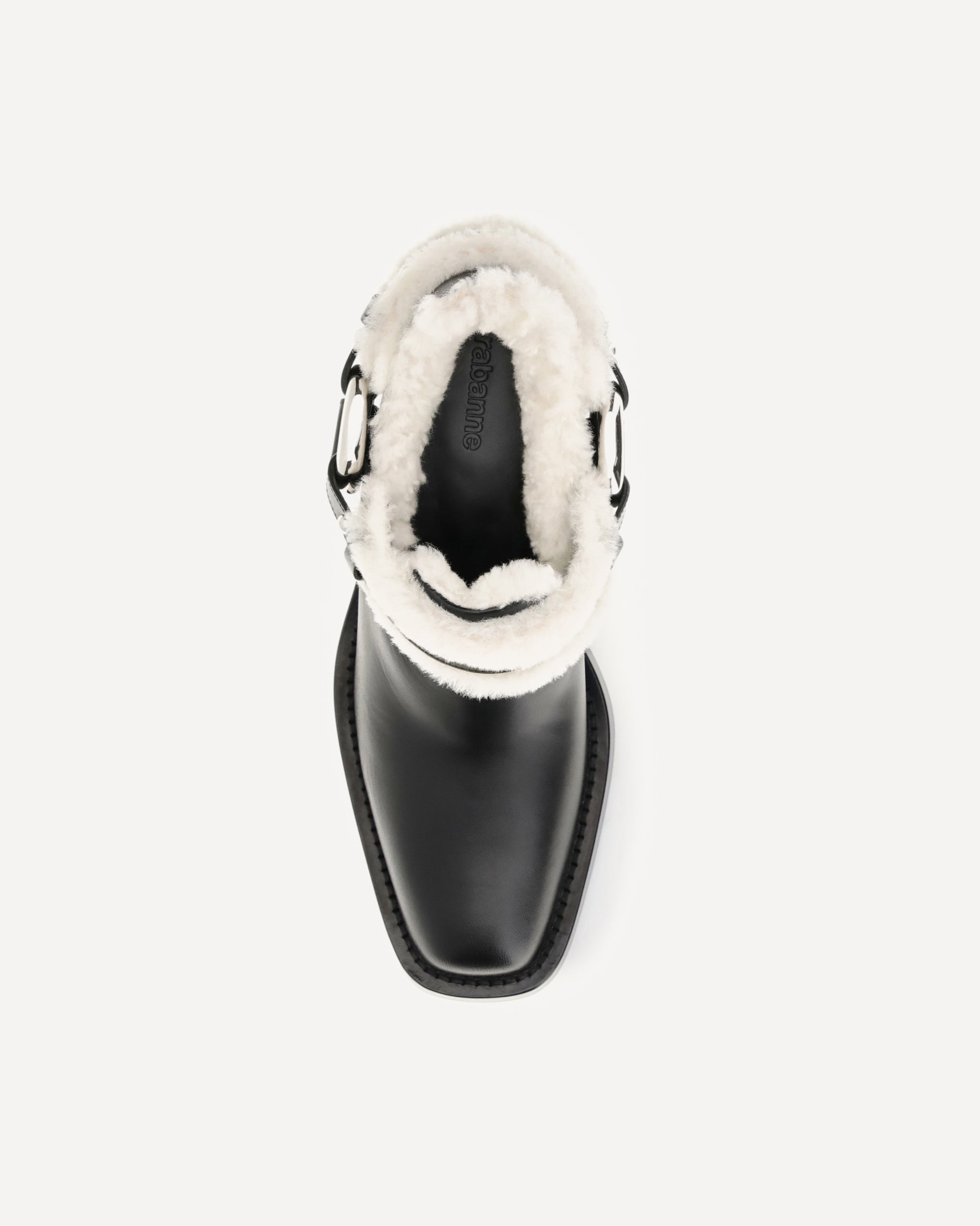 Rabanne Shearling Trim Biker Ankle Boots