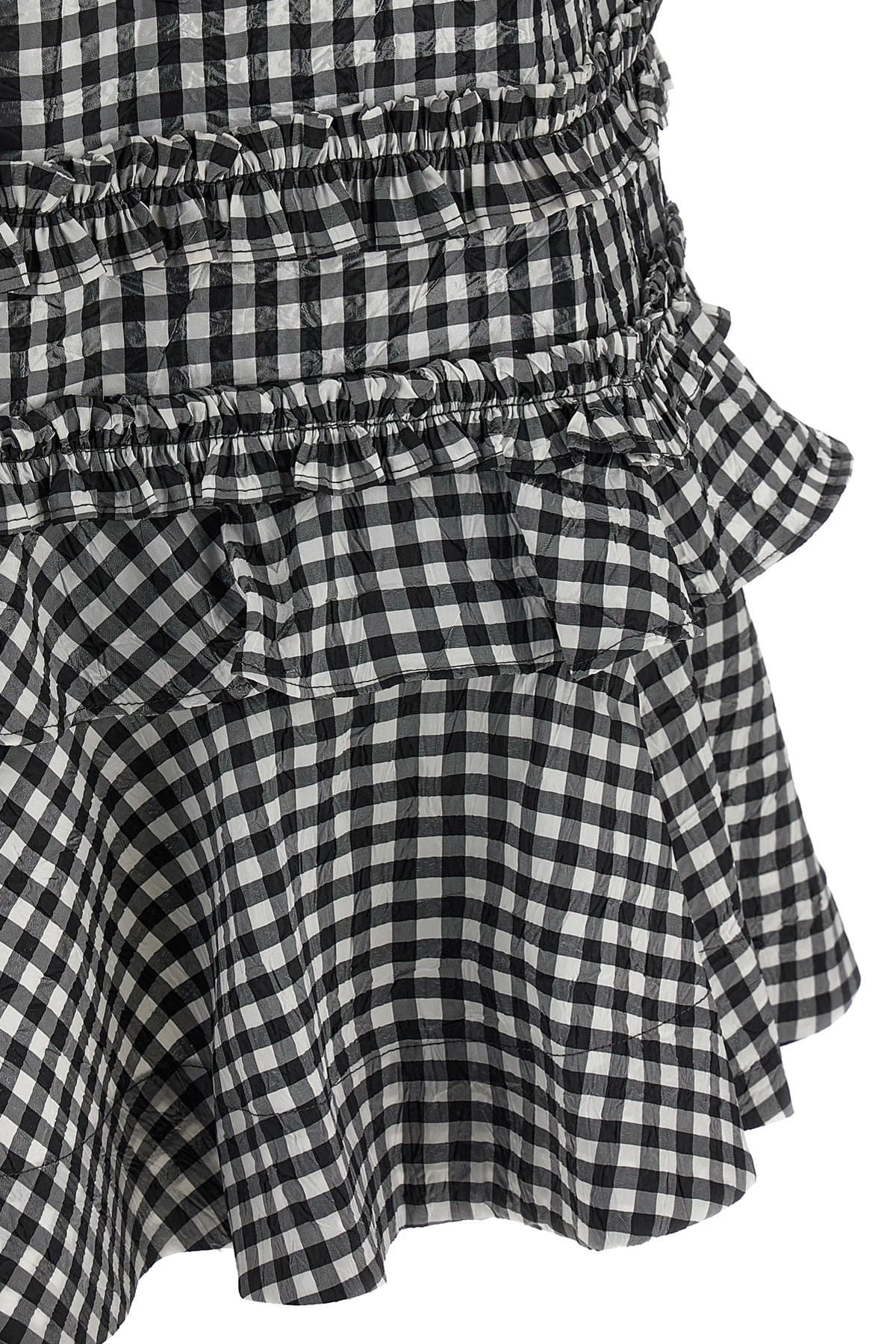 Ganni シワ加工チェックミニドレス