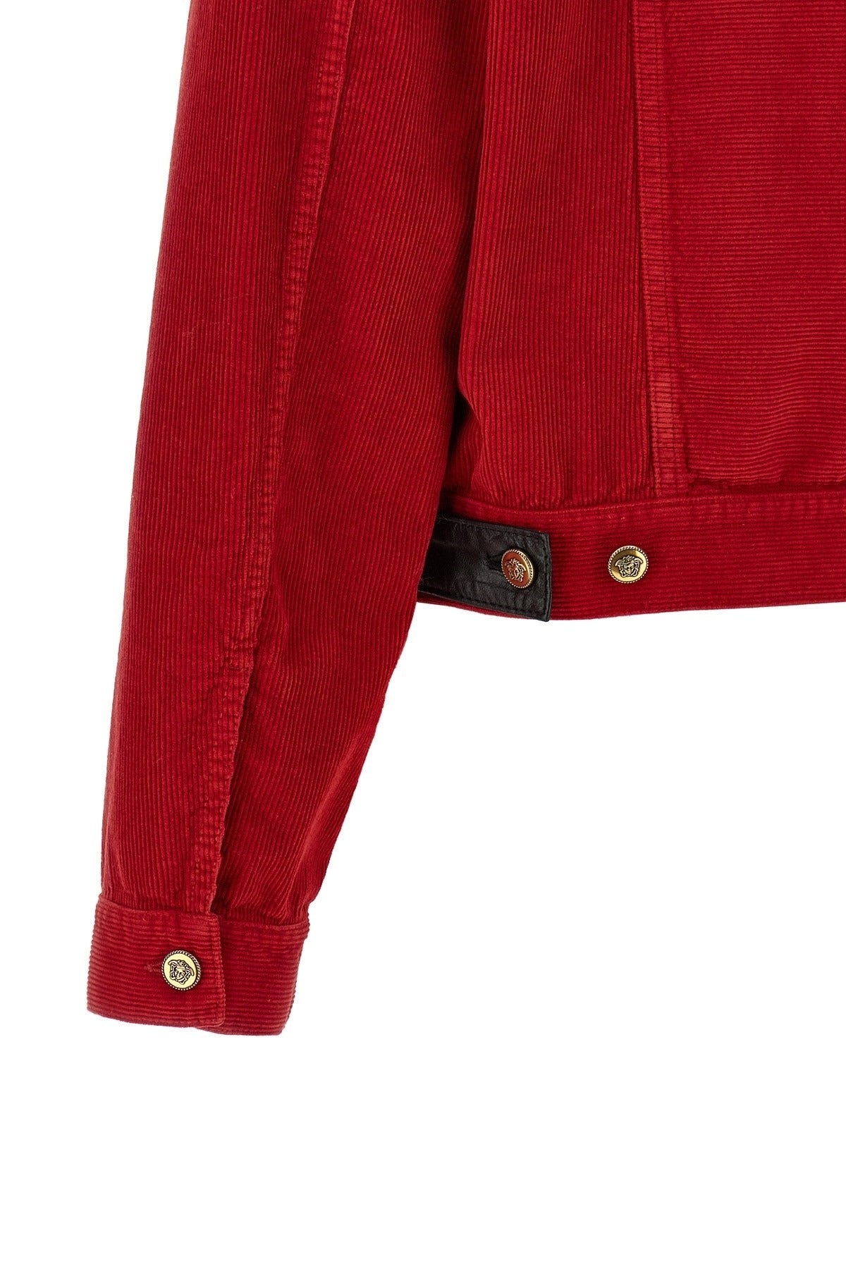Versace Red Corduroy Leather Collar Jacket