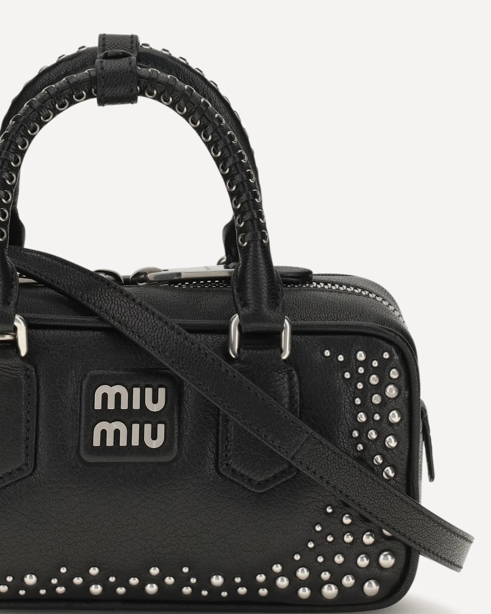 Miu Miu Arcadie Studded Leather Handbag | Sendegaro