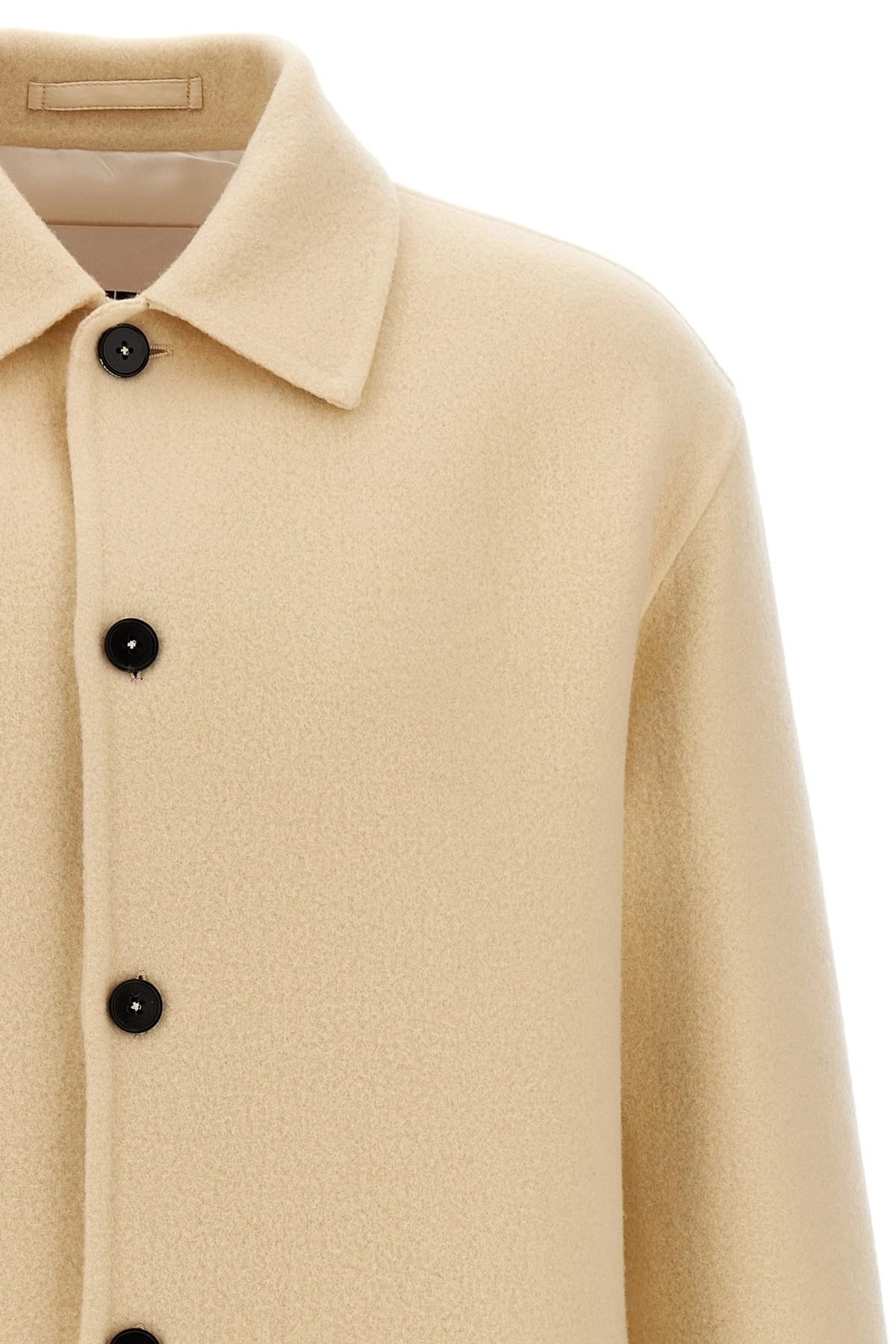 Jil Sander معطف من الصوف البكر البيج